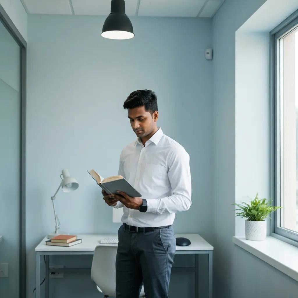 Calm workspace with a cup of tea, a journal, and a plant — a visual for holistic wellbeing for high performers