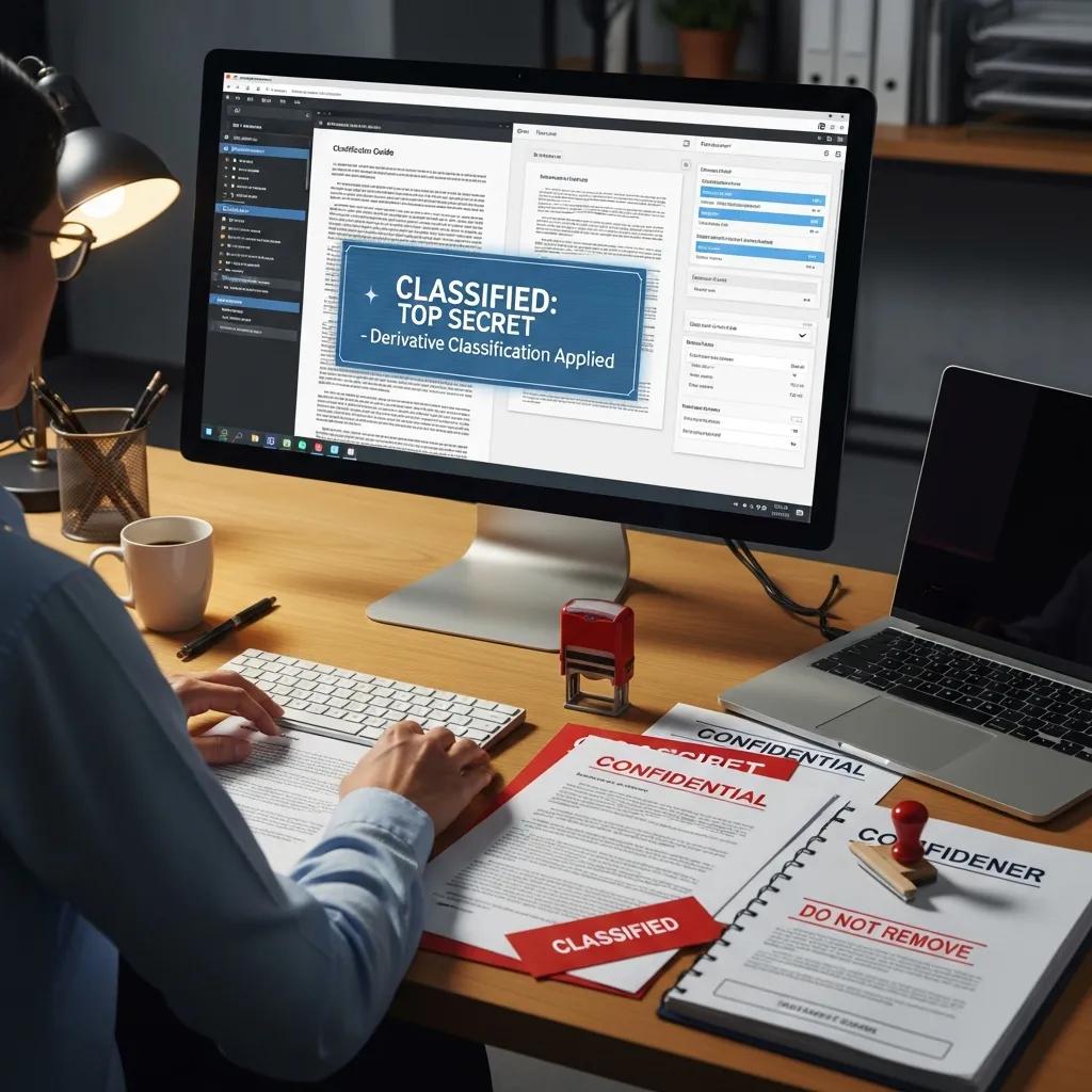 A derivative classifier analyzing documents and applying classification markings in a professional setting