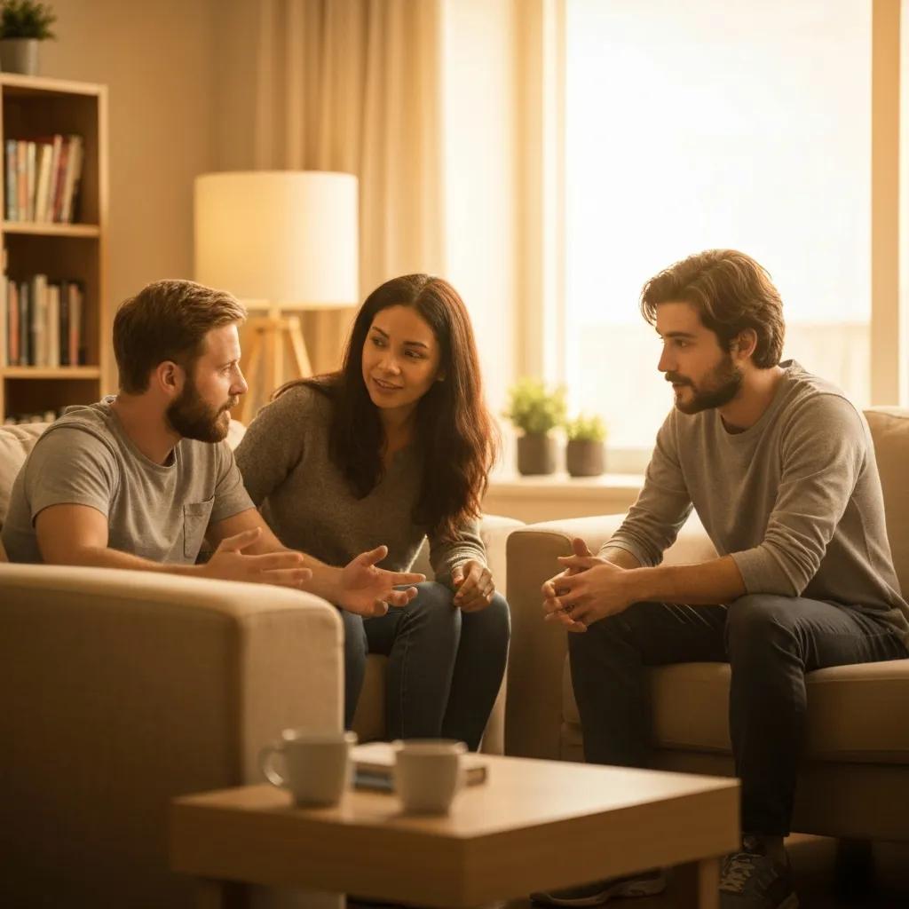 Family practicing calm communication and mutual support