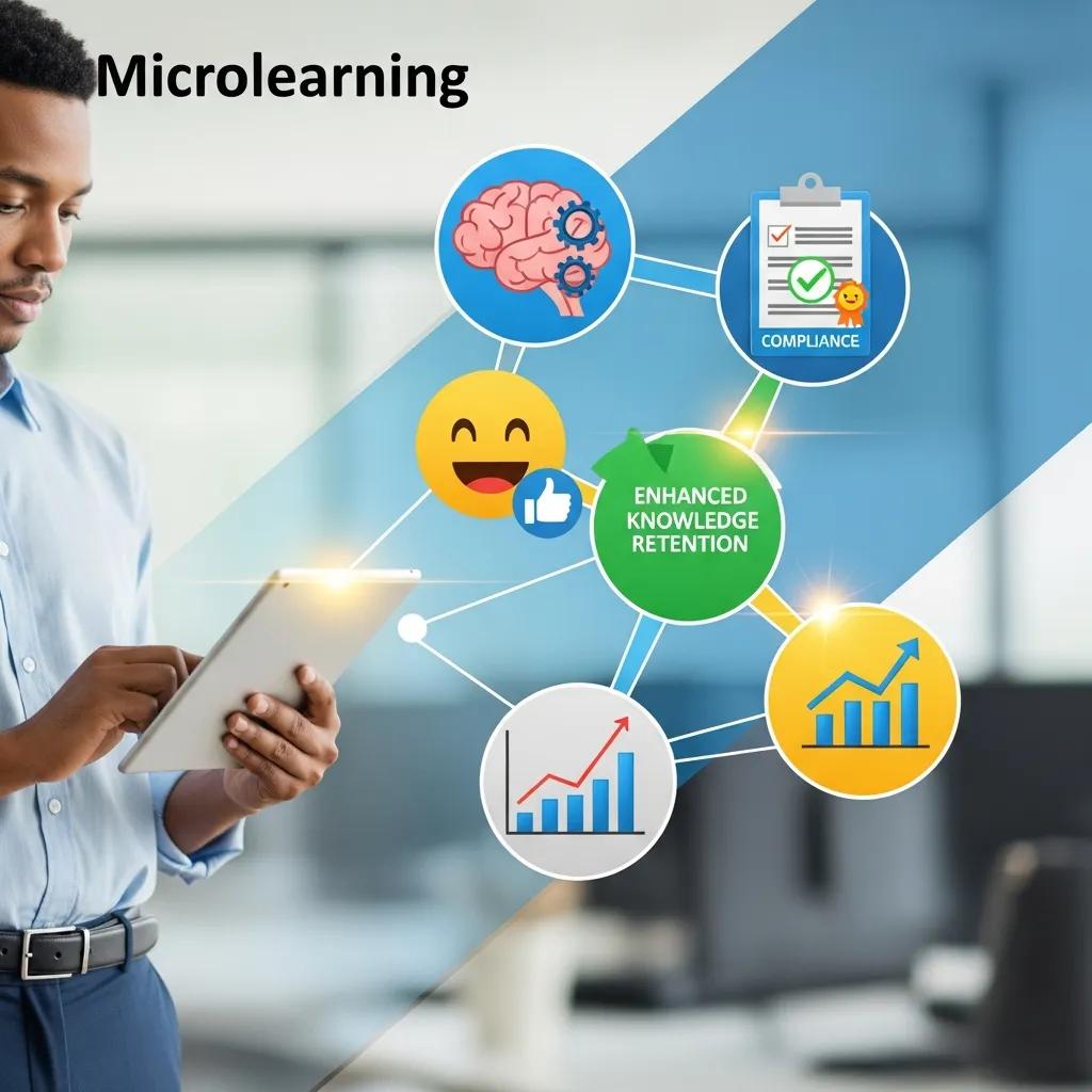 A professional reviewing microlearning materials on a tablet, illustrating the benefits of microlearning in corporate training