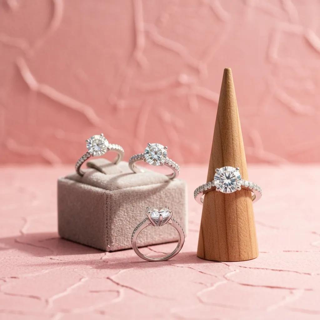 A selection of budget-friendly engagement rings under $1000, showcasing their beauty and affordability in an inviting display