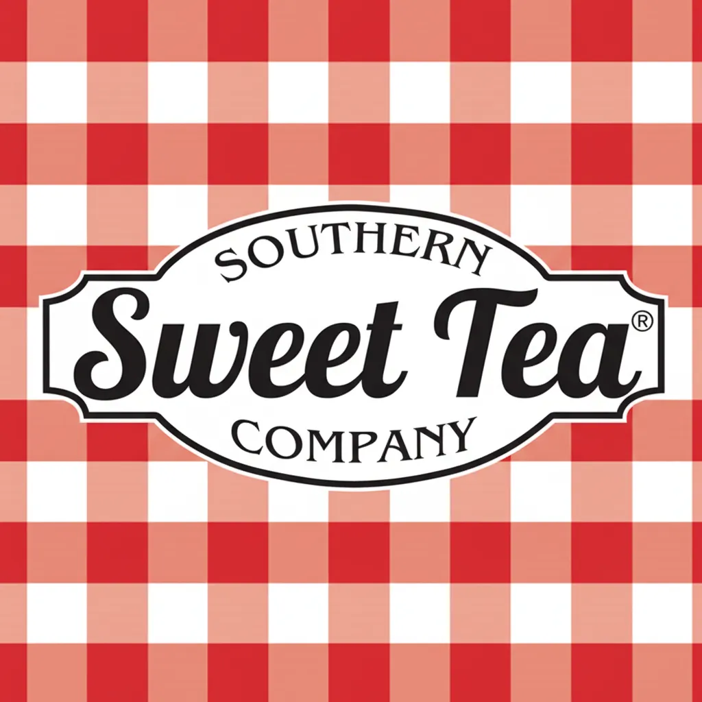 Southern Sweet Tea Company logo on a red and white checkered background