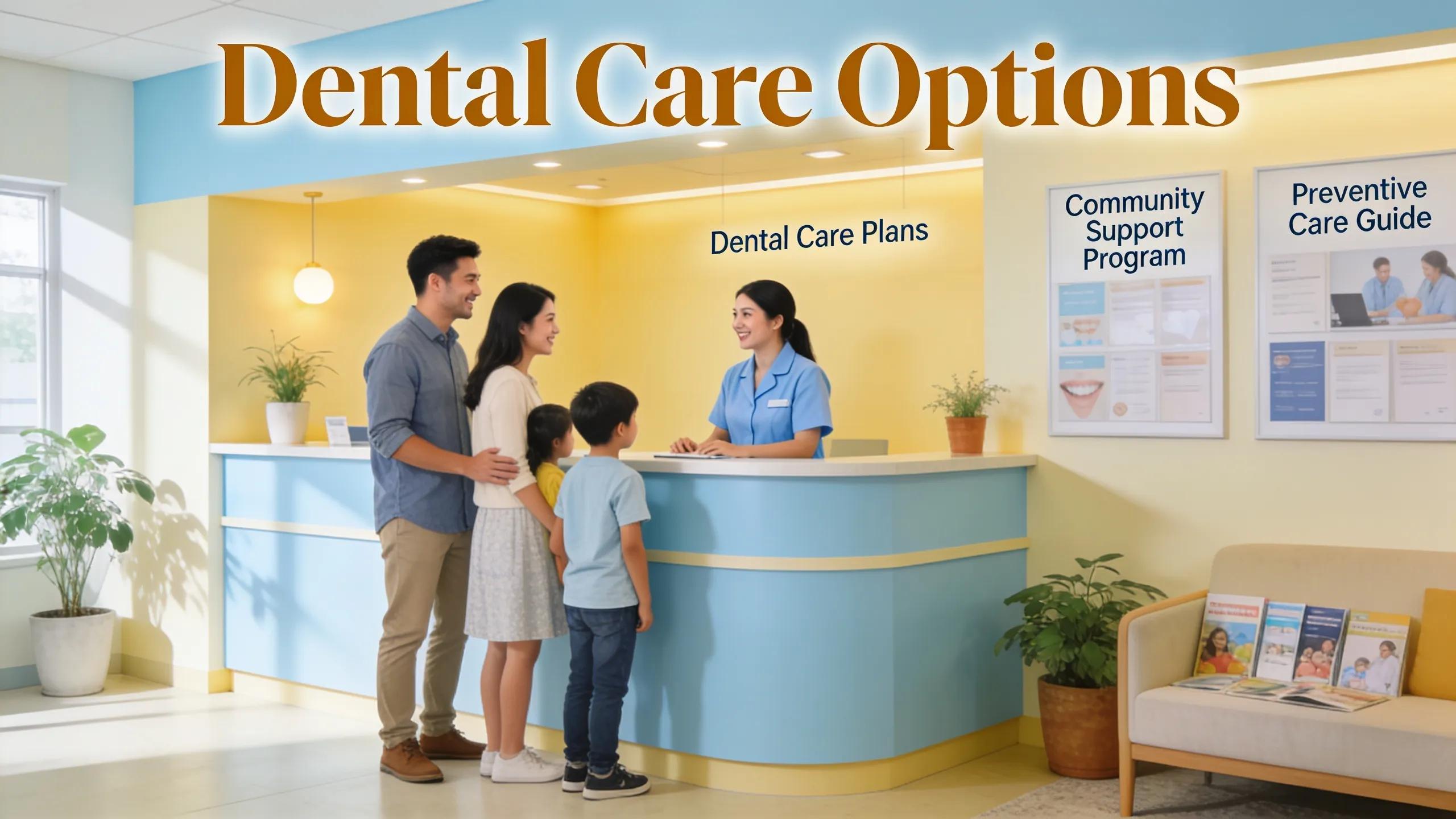 Family consulting about affordable dental care at a local clinic