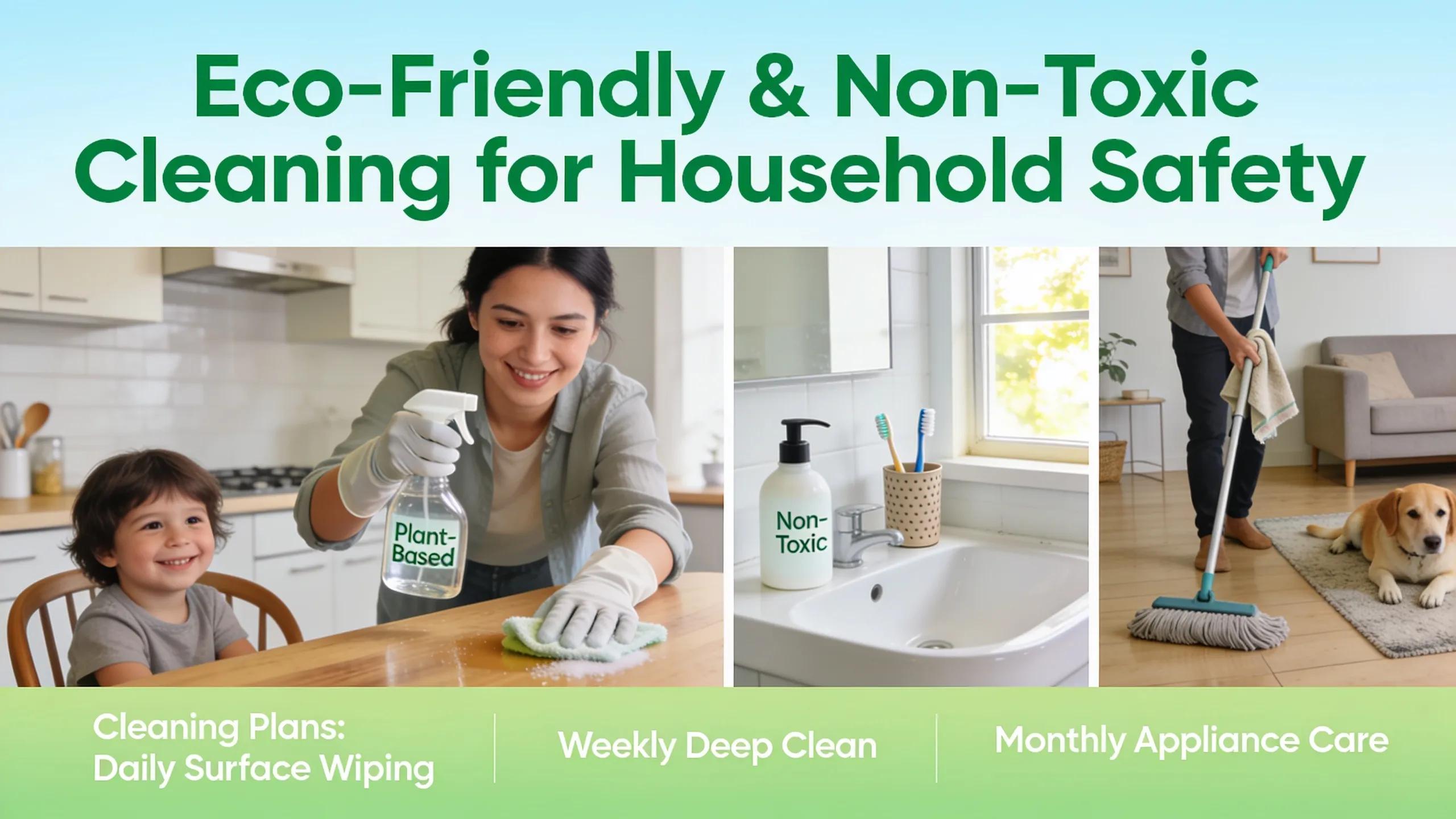 Eco-friendly, non-toxic cleaning products are used on every job for household safety.; Cleaning plans can