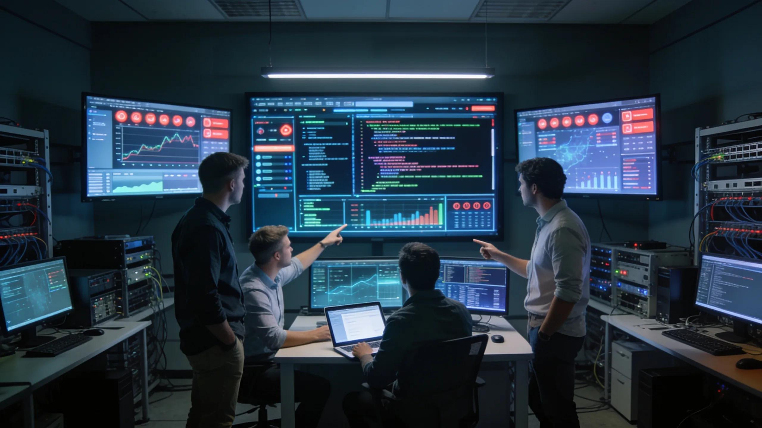 Cybersecurity experts collaborating in a modern office for managed detection and response