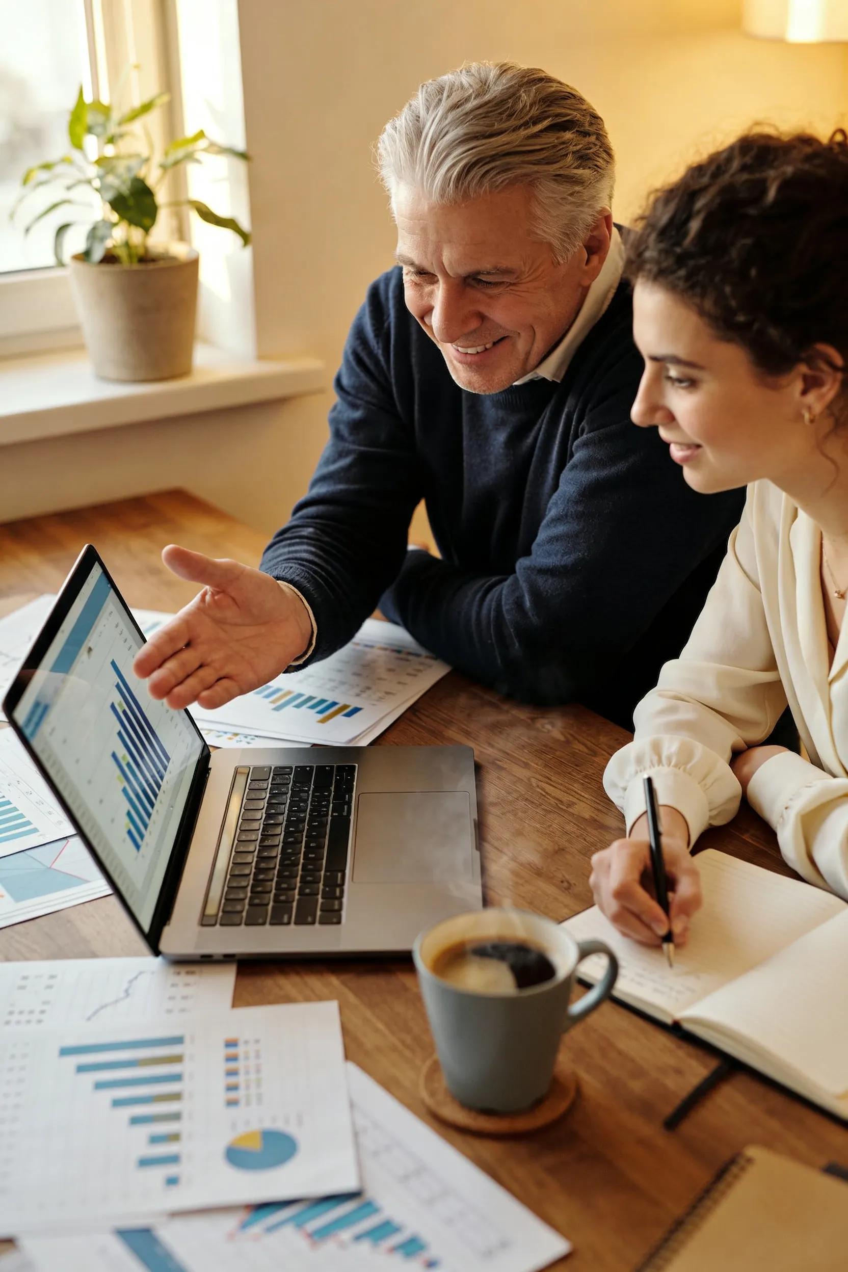 Coach guiding entrepreneur through career growth strategies