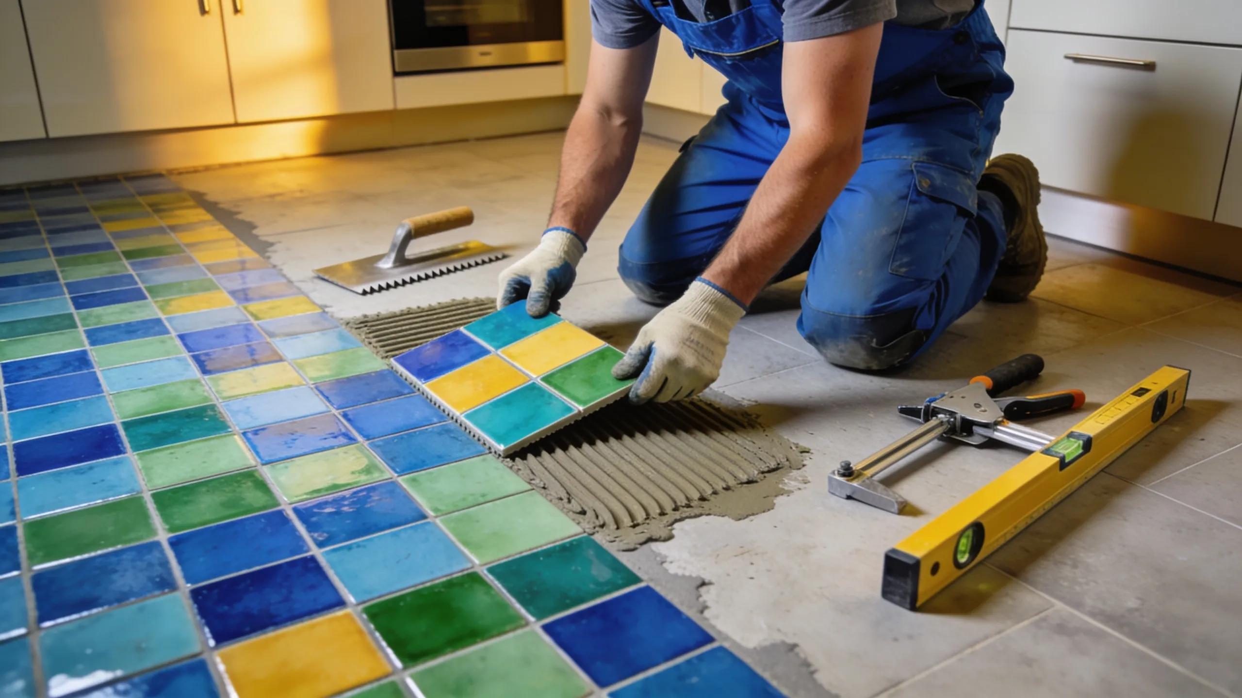 Professional tile installation showcasing high-quality craftsmanship in a kitchen