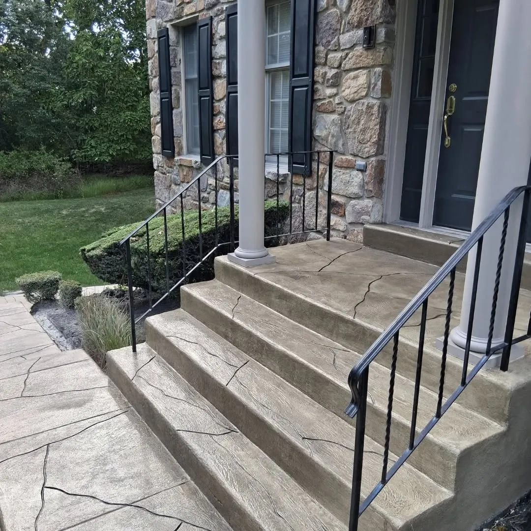 Decorative concrete walkway done by Bull Custom Coatings