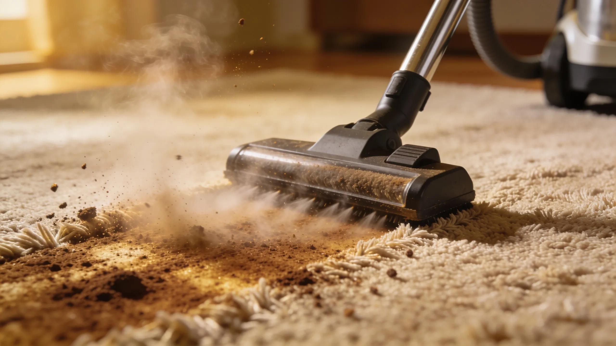 Steam cleaning machine effectively sanitizing a carpet