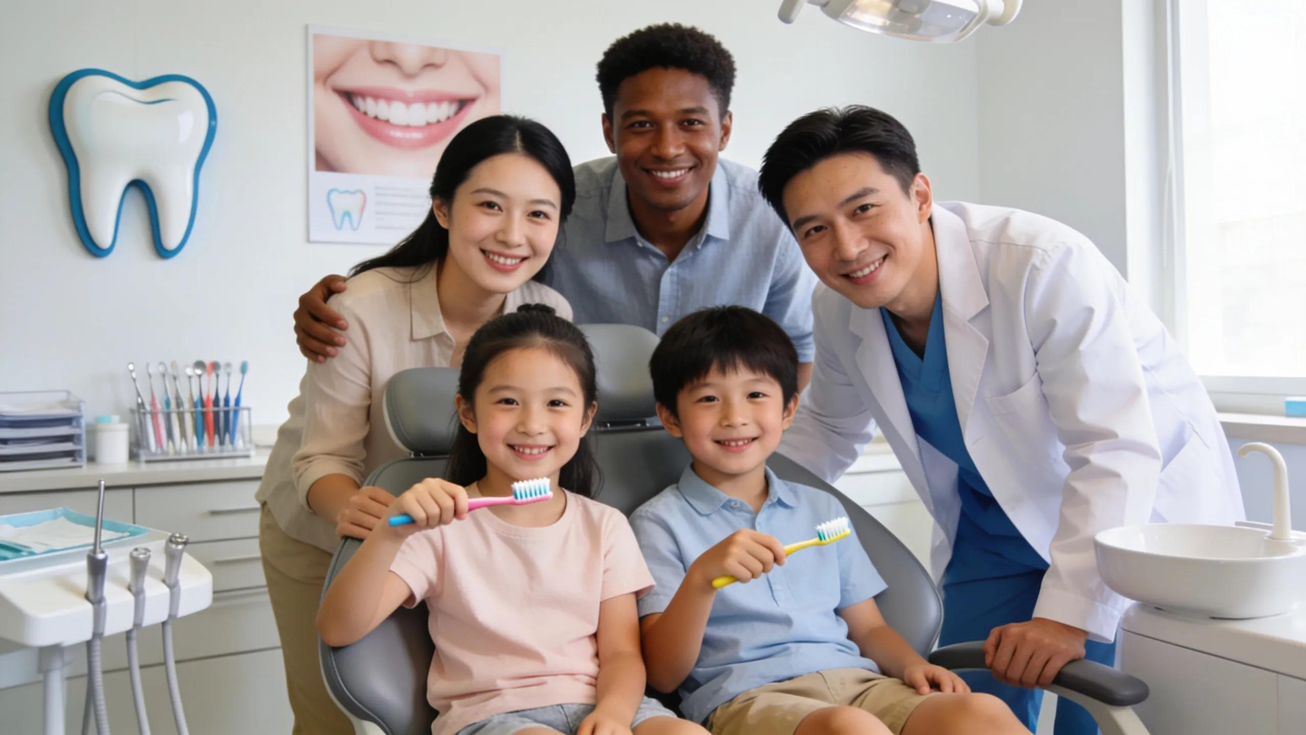 Welcoming family dental practice in Mosman with happy children and dentist