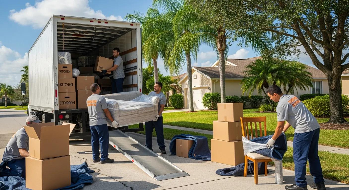 Professional movers packing and loading furniture into a truck in Port Saint Lucie