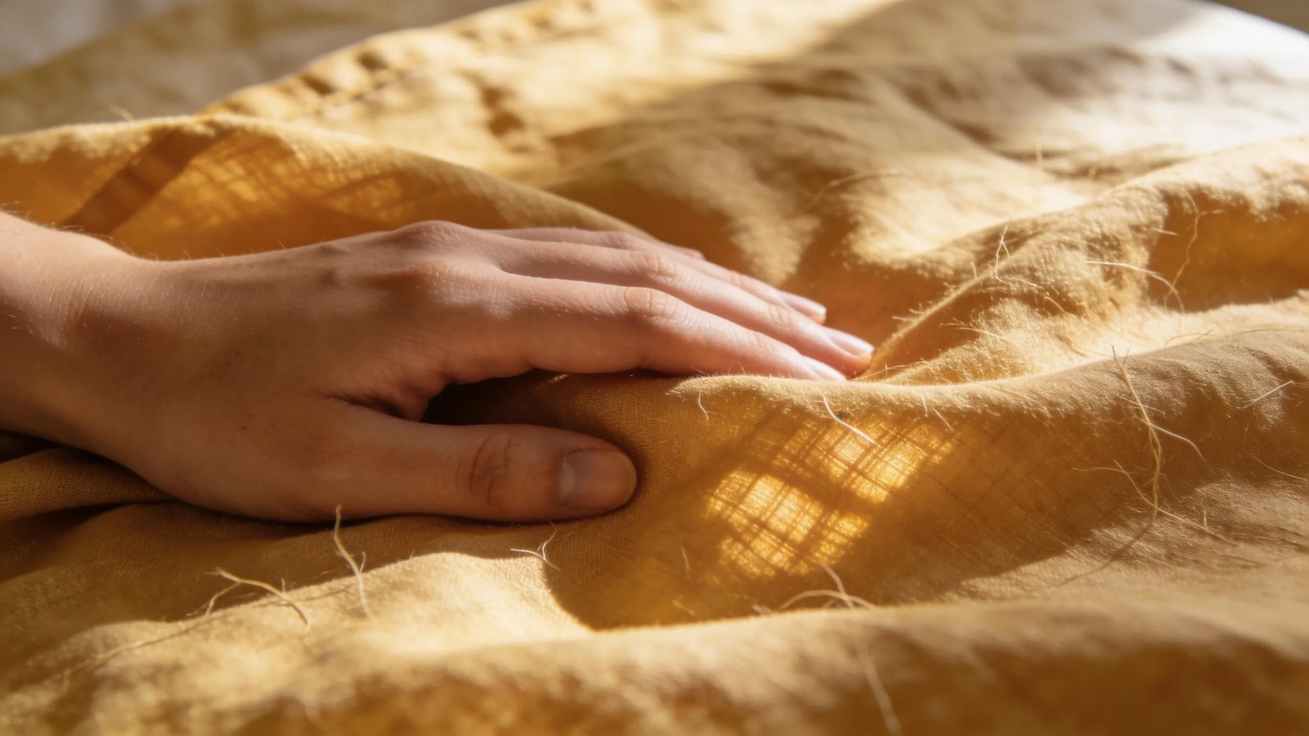 Close-up of a soft French Flax linen sheet showcasing its natural fibres, emphasising breathability and comfort
