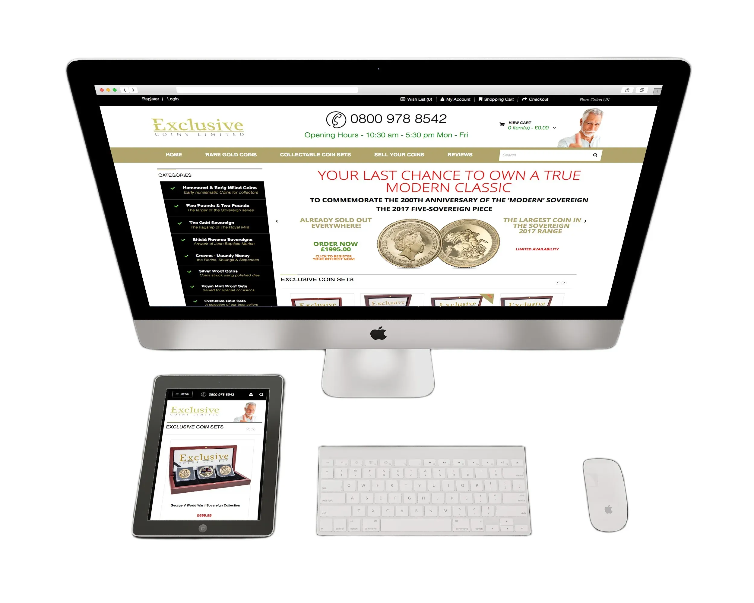 Person using a laptop for online appraisal of gold sovereign coins in a warm, inviting workspace