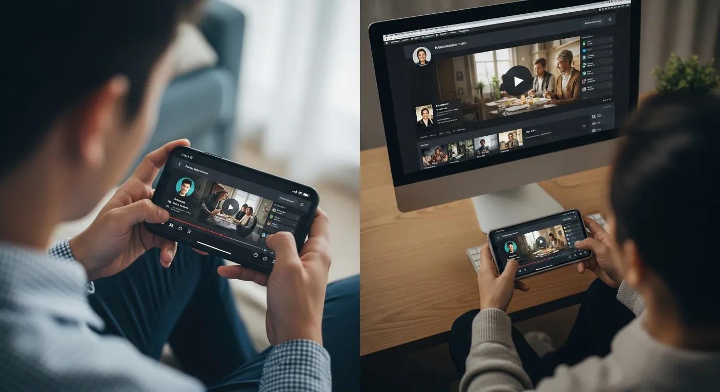 Viewers watching personalized video content across mobile and desktop devices Viewers watching personalized video content across mobile and desktop devices