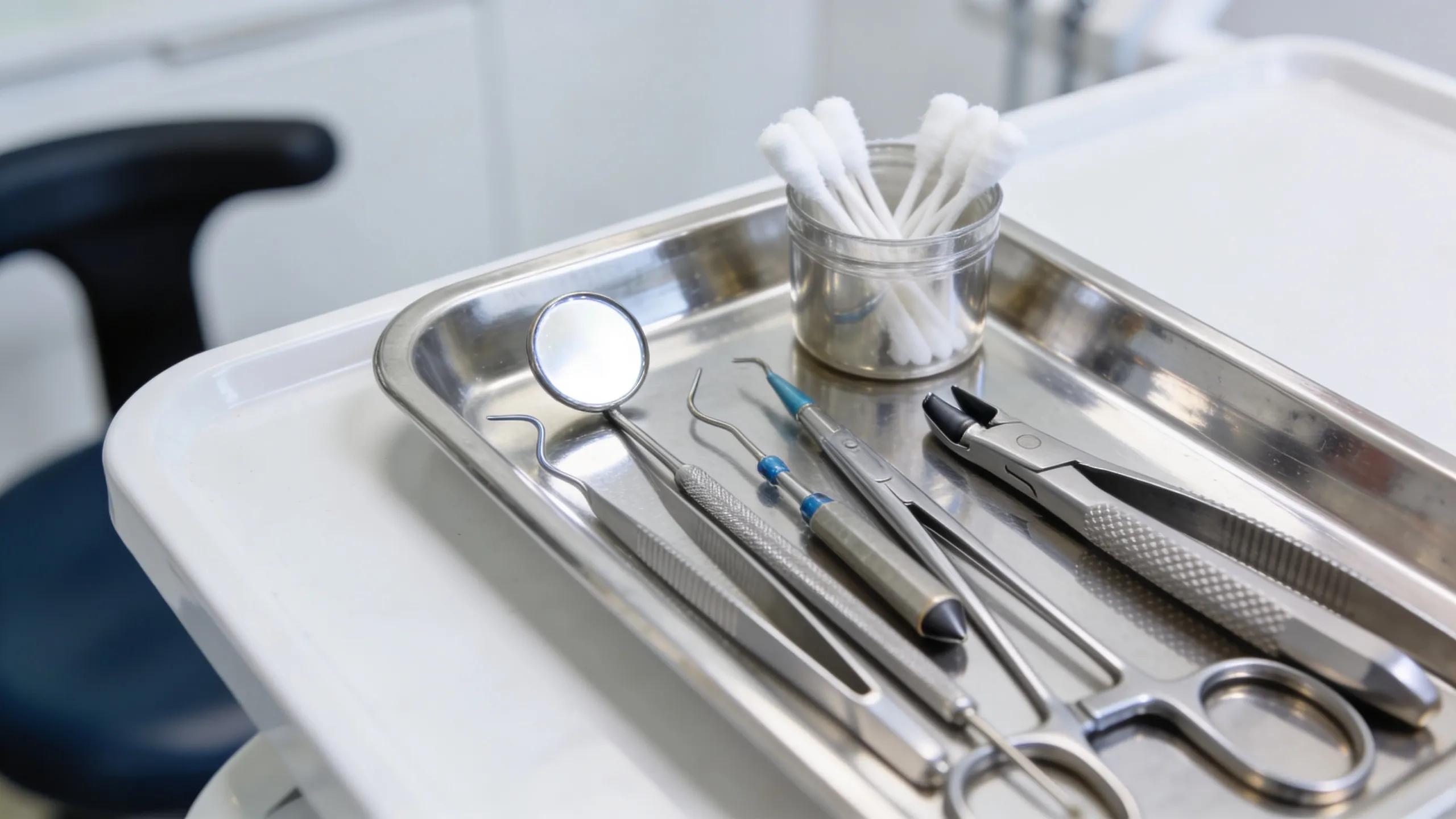 Dental tools for urgent treatments prepared in a Richmond dental clinic
