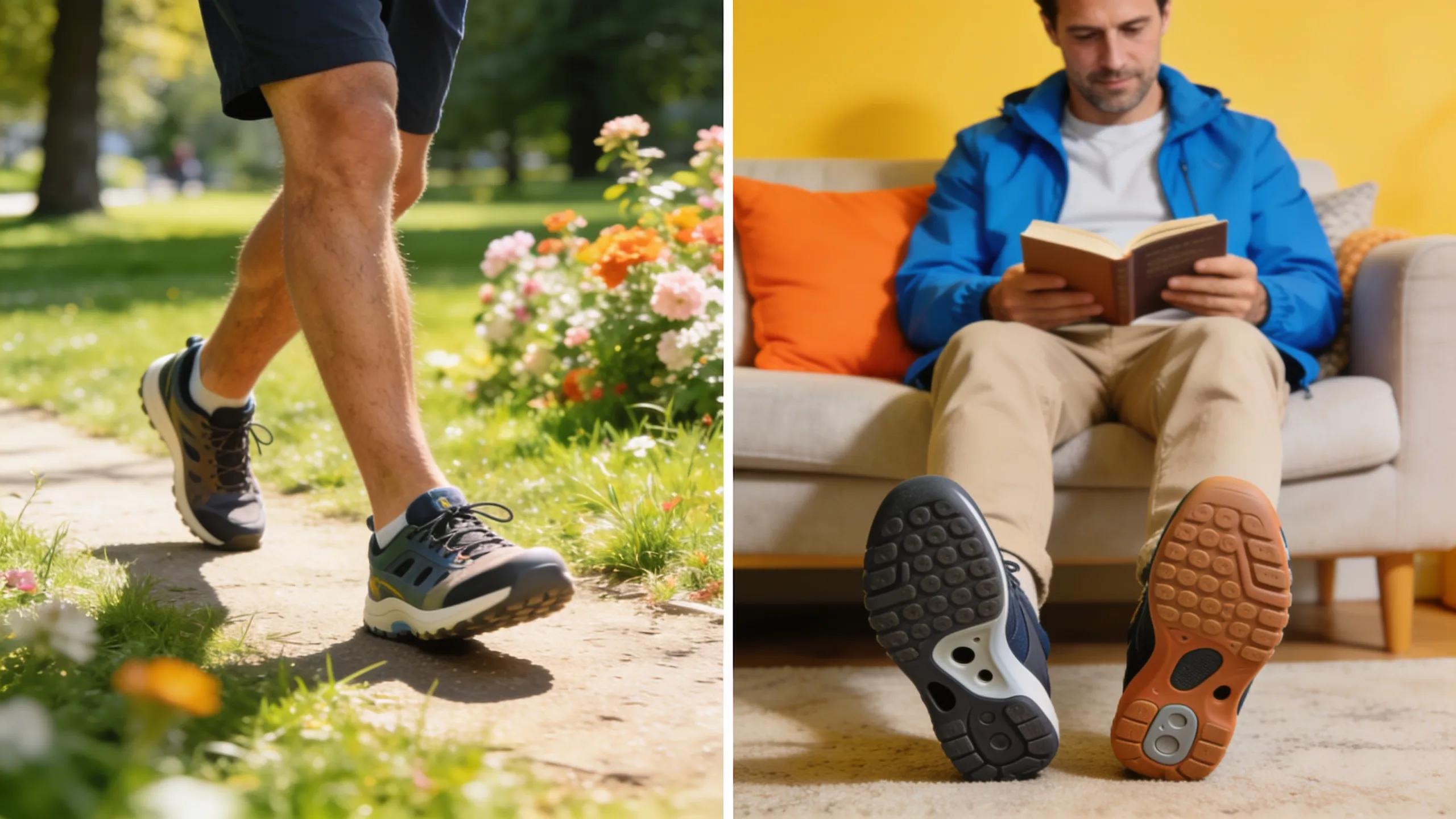 Man wearing orthopedic shoes for arthritis engaging in daily activities