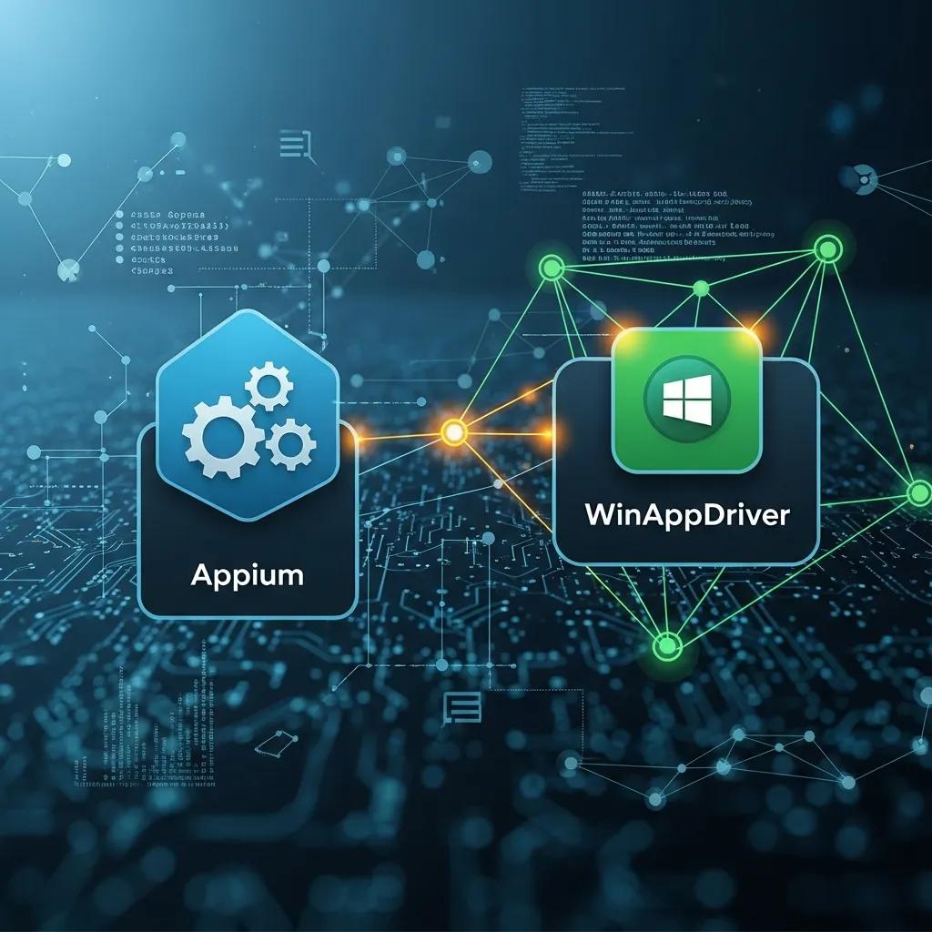 Abstract representation of Appium integration with WinAppDriver in software testing