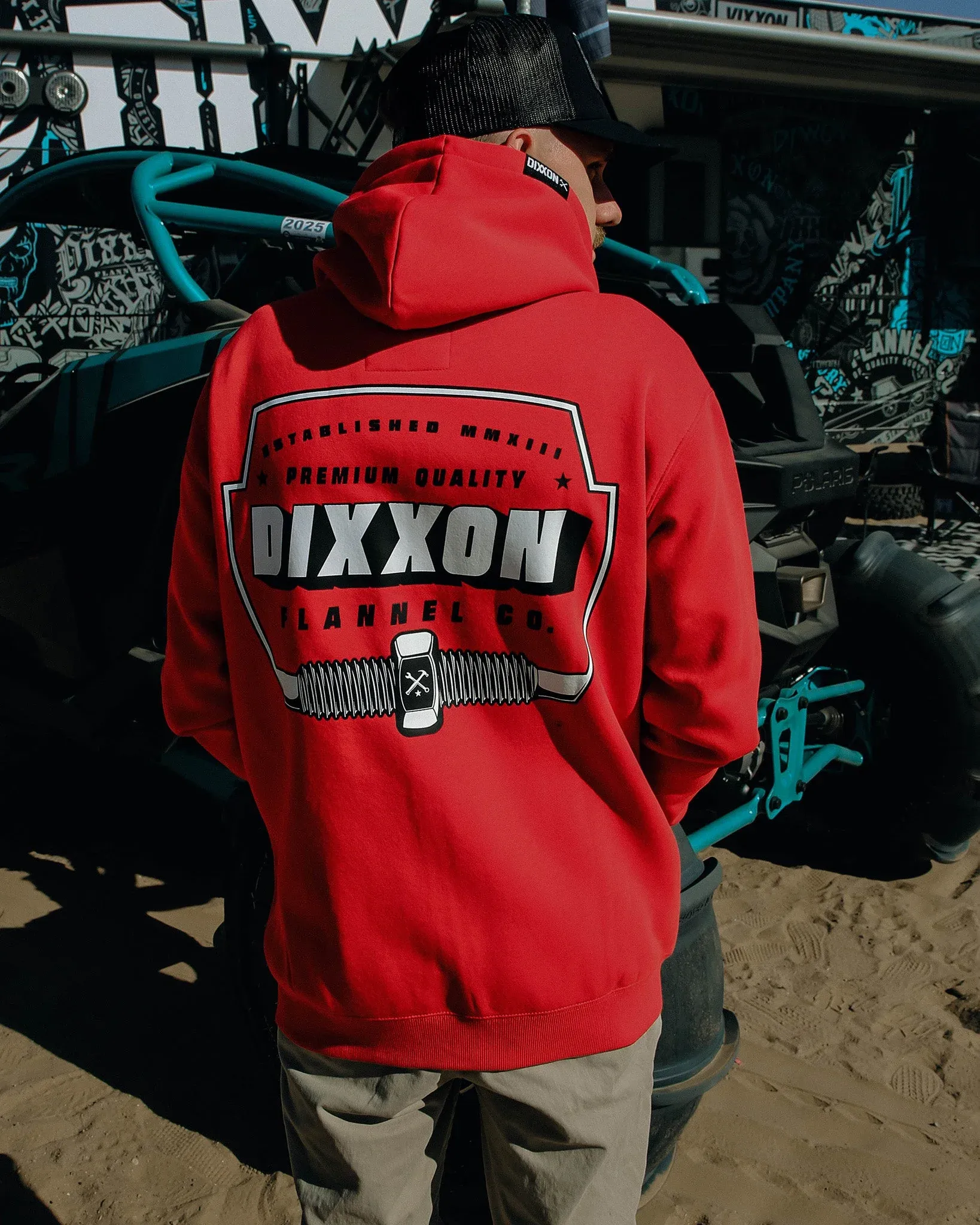 Black & White Grille Zip Up Hoodie - Red