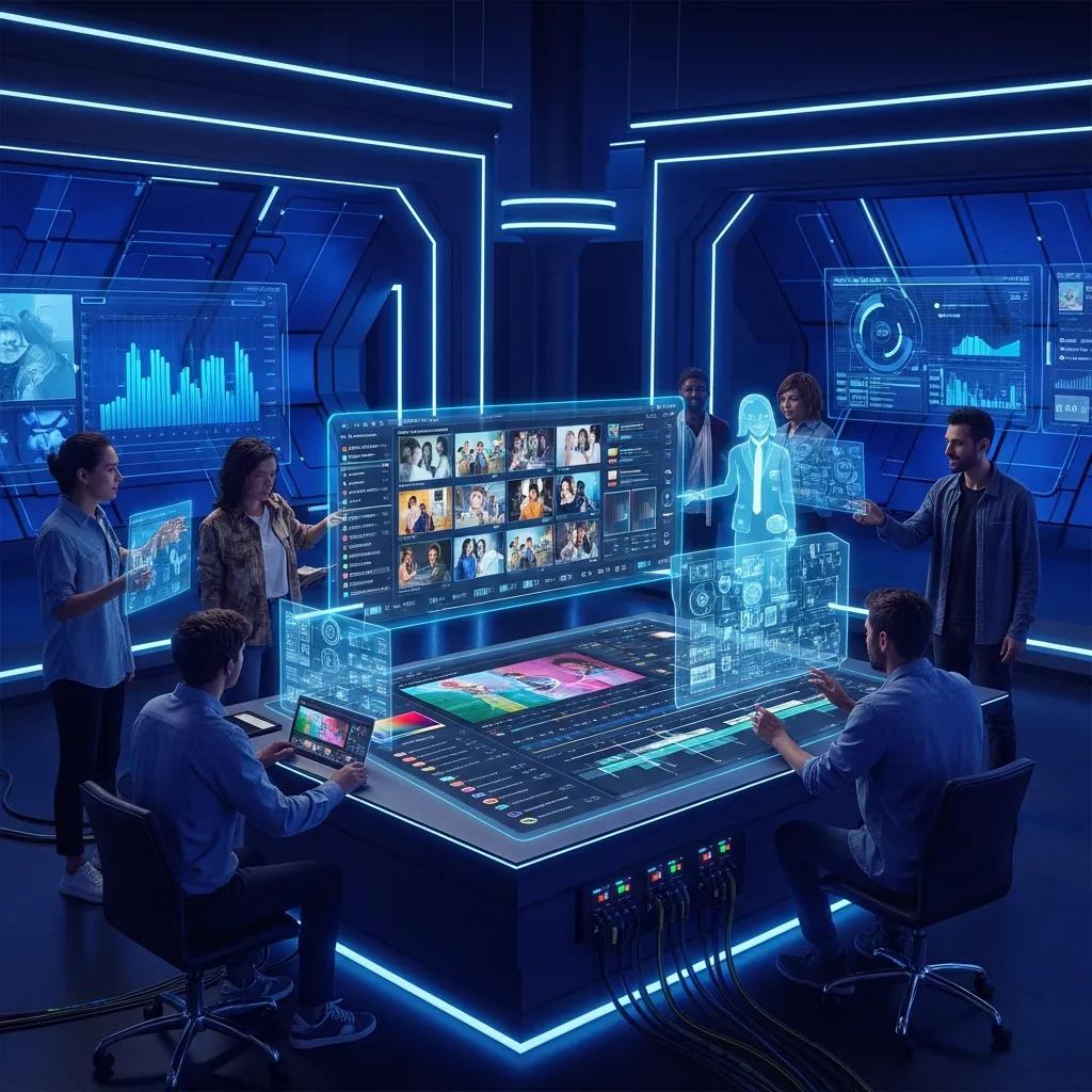 AI tools enhancing video production workflows with digital interfaces
