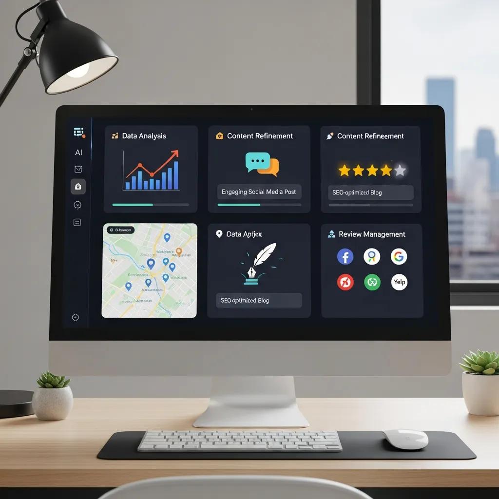 AI tools for local business listing management displayed on a computer screen