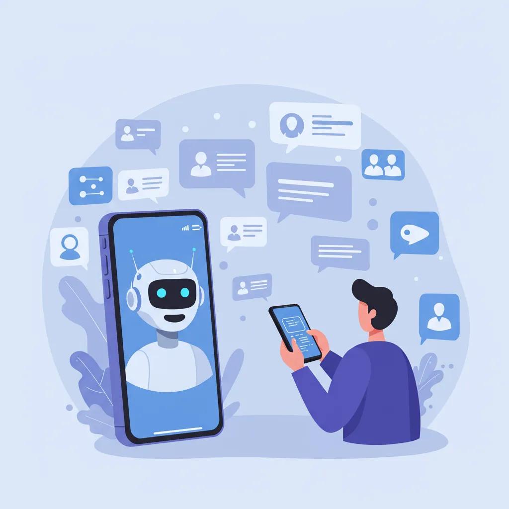 A customer service professional leveraging advanced AI voice agent technology in a dynamic office environment