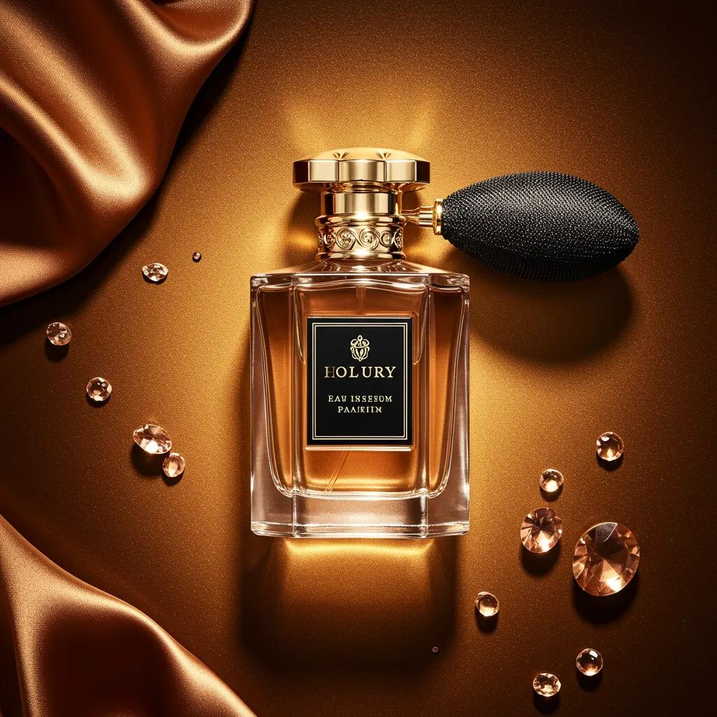An elegant luxury perfume bottle against a textured background, symbolizing sophistication
