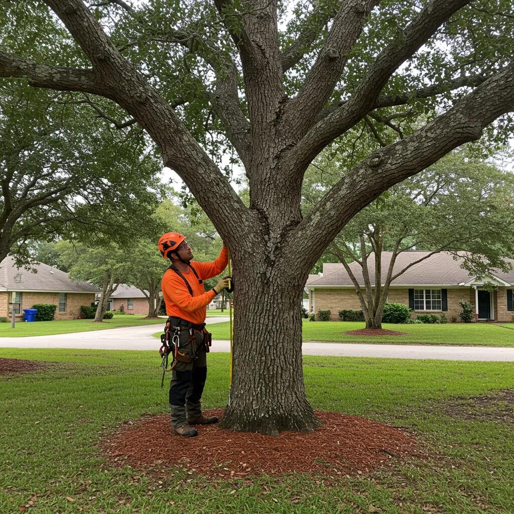 Arborist inspecting a tree in Deltona, showcasing tree health assessment services
