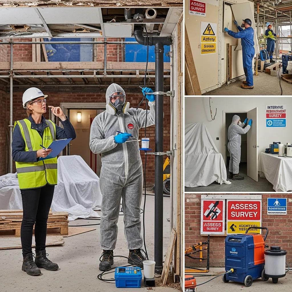 Architect observing different asbestos survey approaches on site Architect observing different asbestos survey approaches on site