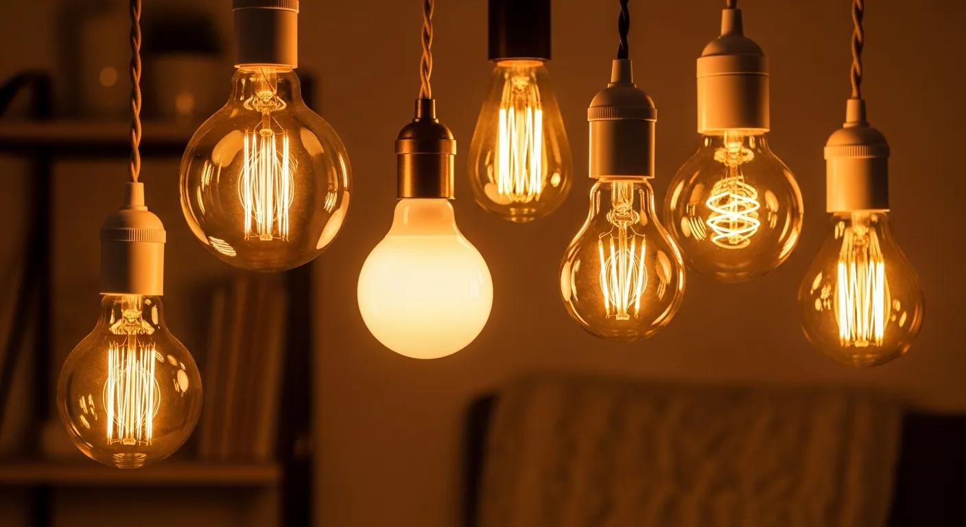 Light bulbs showcasing warm color temperatures for cozy home lighting