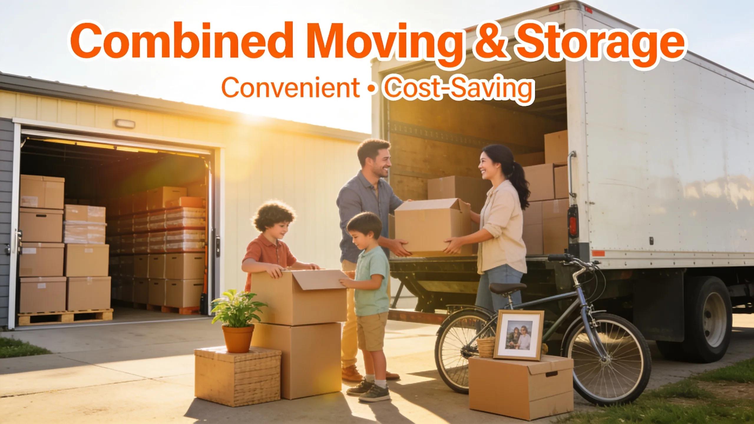Family utilizing combined moving and storage services for a seamless relocation process