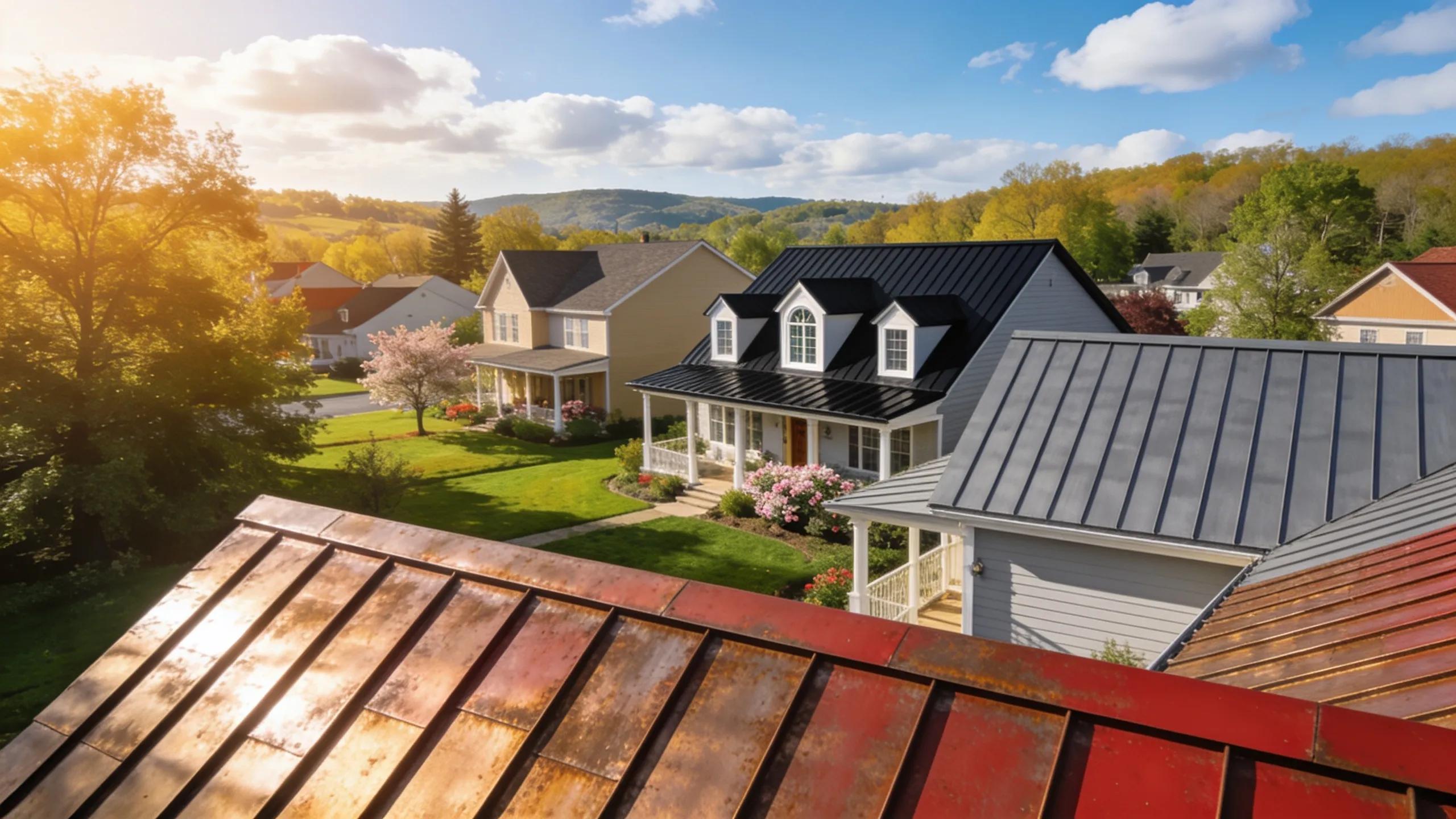 Central Pennsylvania homes with standing seam and exposed fastener metal roofing showcasing different architectural styles