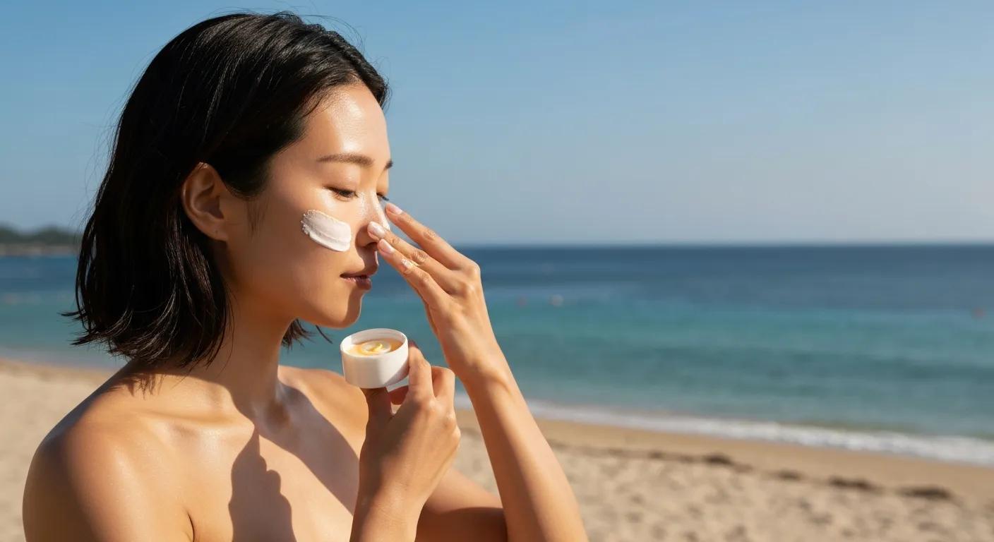 Applying sunscreen — astaxanthin complements topical UV protection