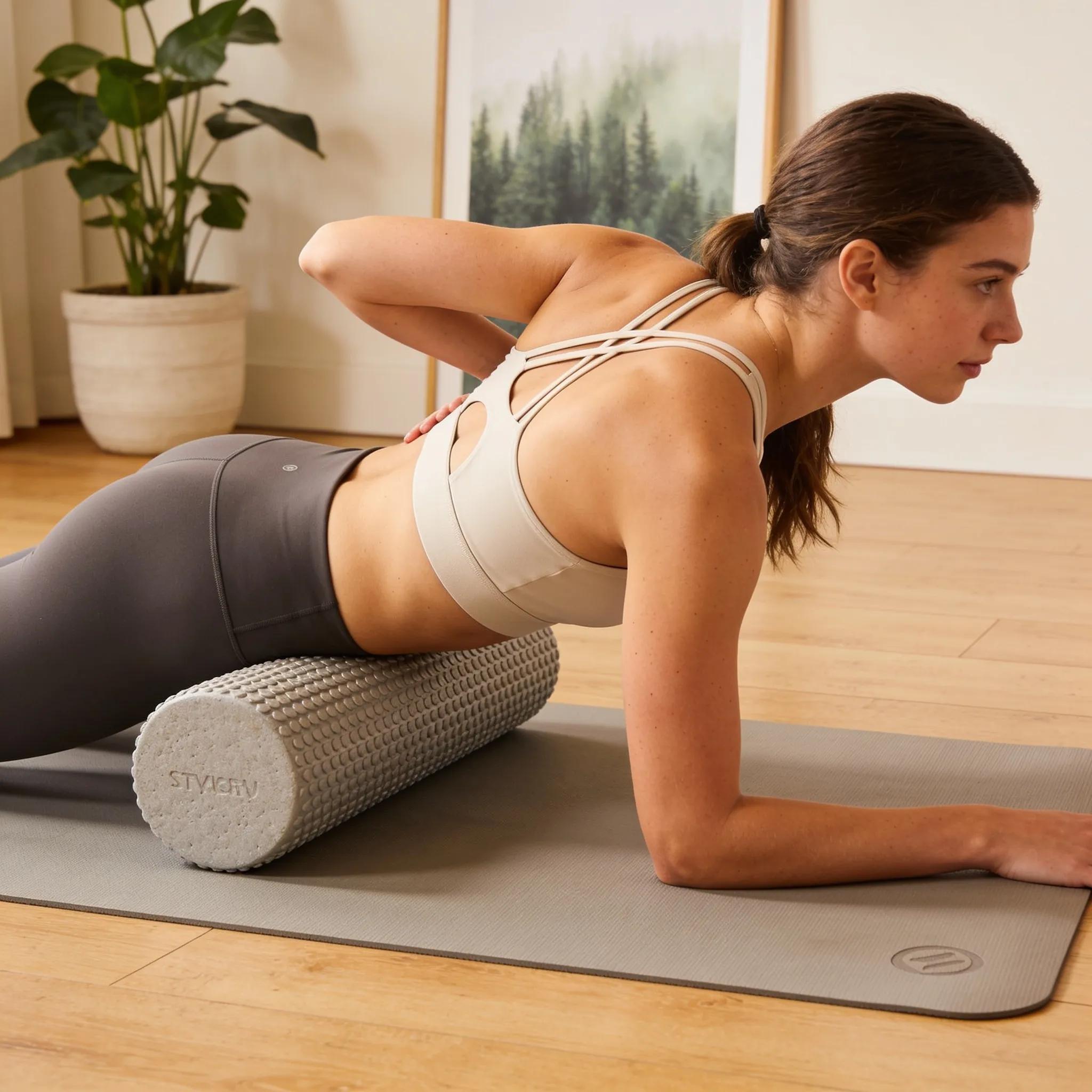 Person using foam roller at home for self-help trigger point release techniques