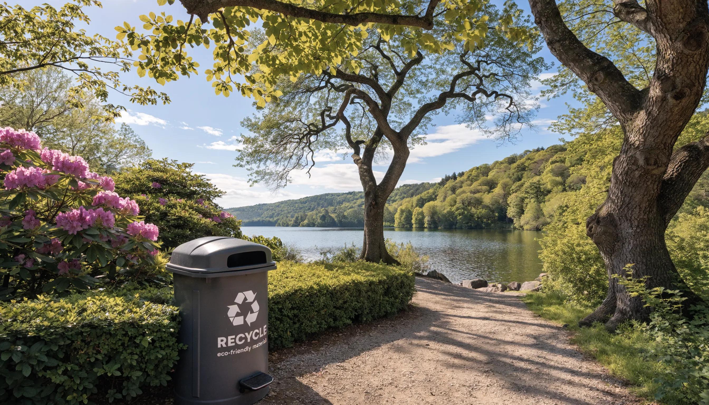 A natural landscape emphasising recycling and eco-friendliness, representing the environmental advantages of using plant-based laundry sheets in Australia.