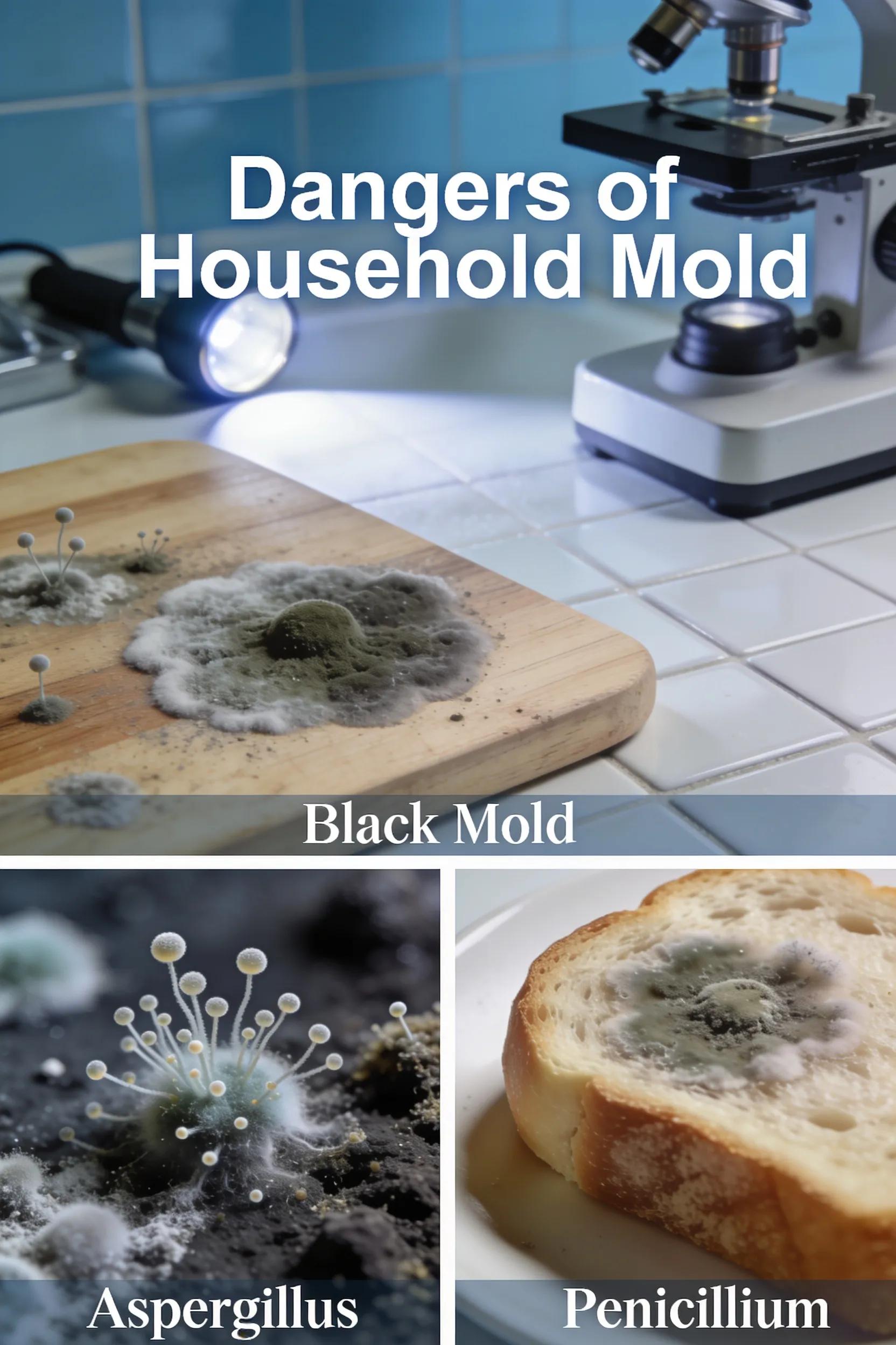 Close-up of common mold types found in Burbank homes, highlighting health risks