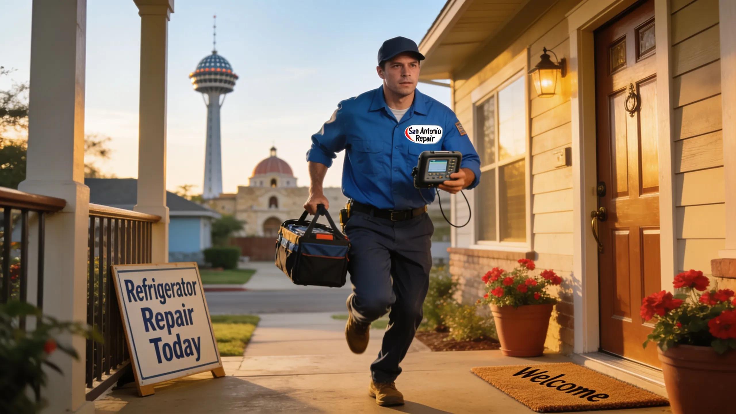 Local technician arriving for refrigerator repair service in San Antonio, showcasing expertise and quick response