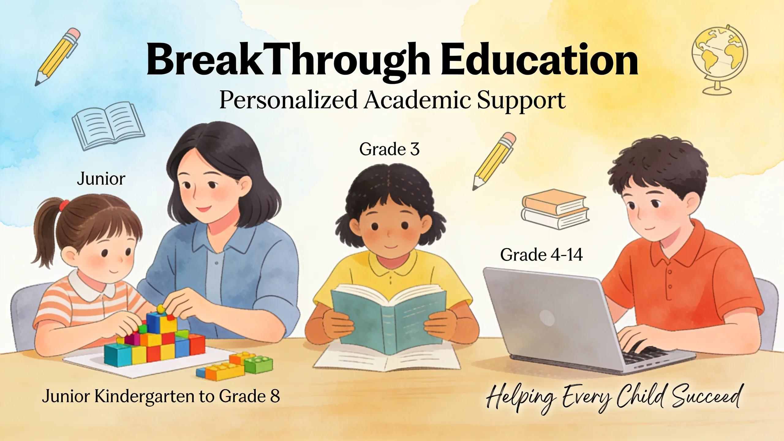 BreakThrough Education provides personalized academic support for children from Junior Kindergarten to Grade 8