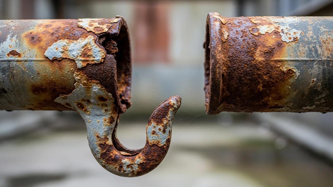 Rusted and loose gutter hanger causing the gutter to sag Rusted and loose gutter hanger causing the gutter to sag