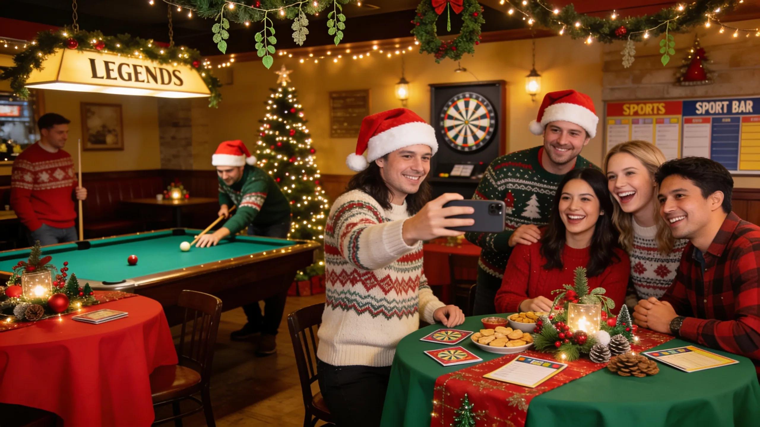 Corporate Christmas party at Legends, with colleagues enjoying games and lively atmosphere fostering team bonding