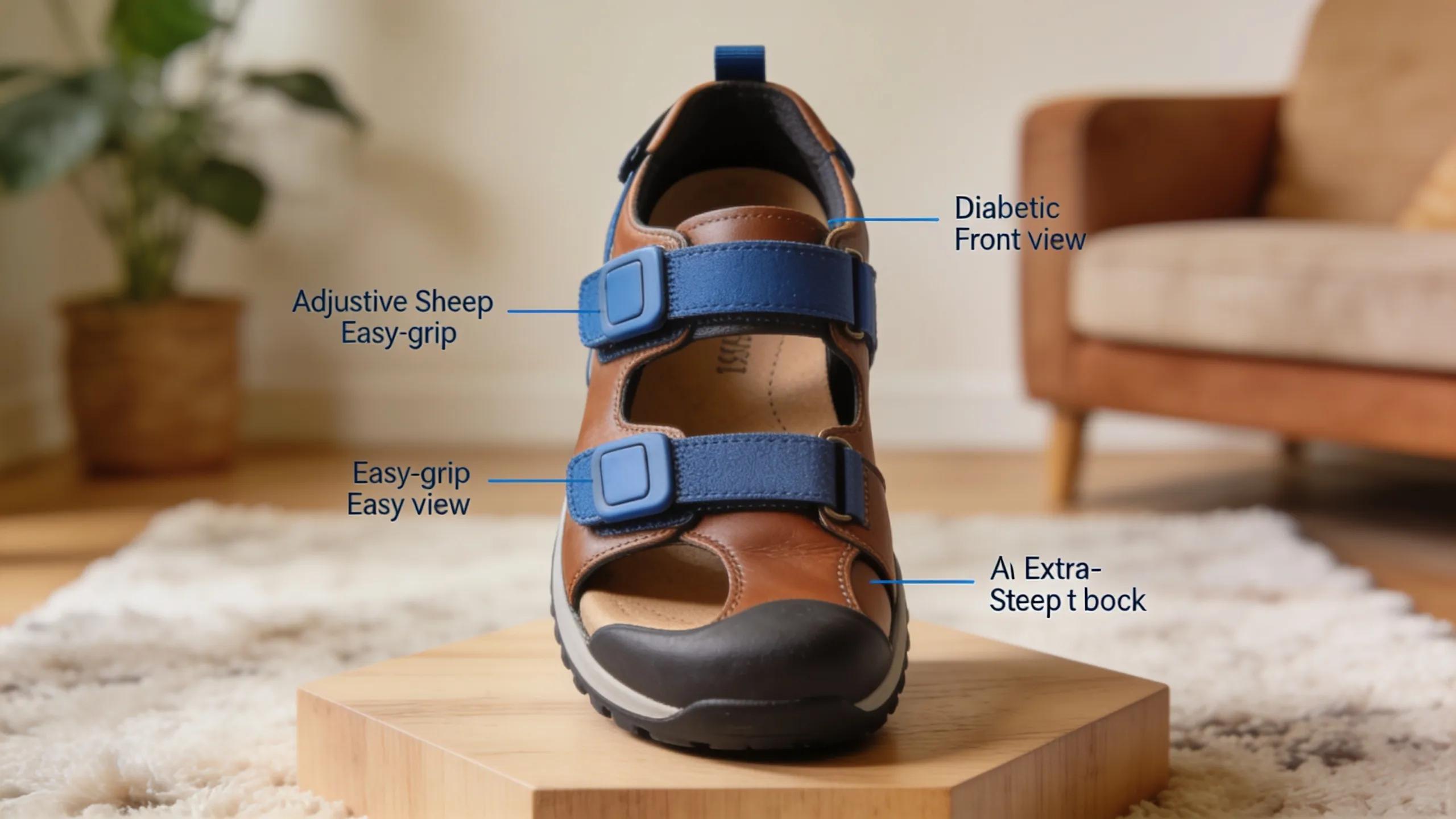 Adjustable diabetic shoe with visible straps and extra-depth design, enhancing comfort and usability