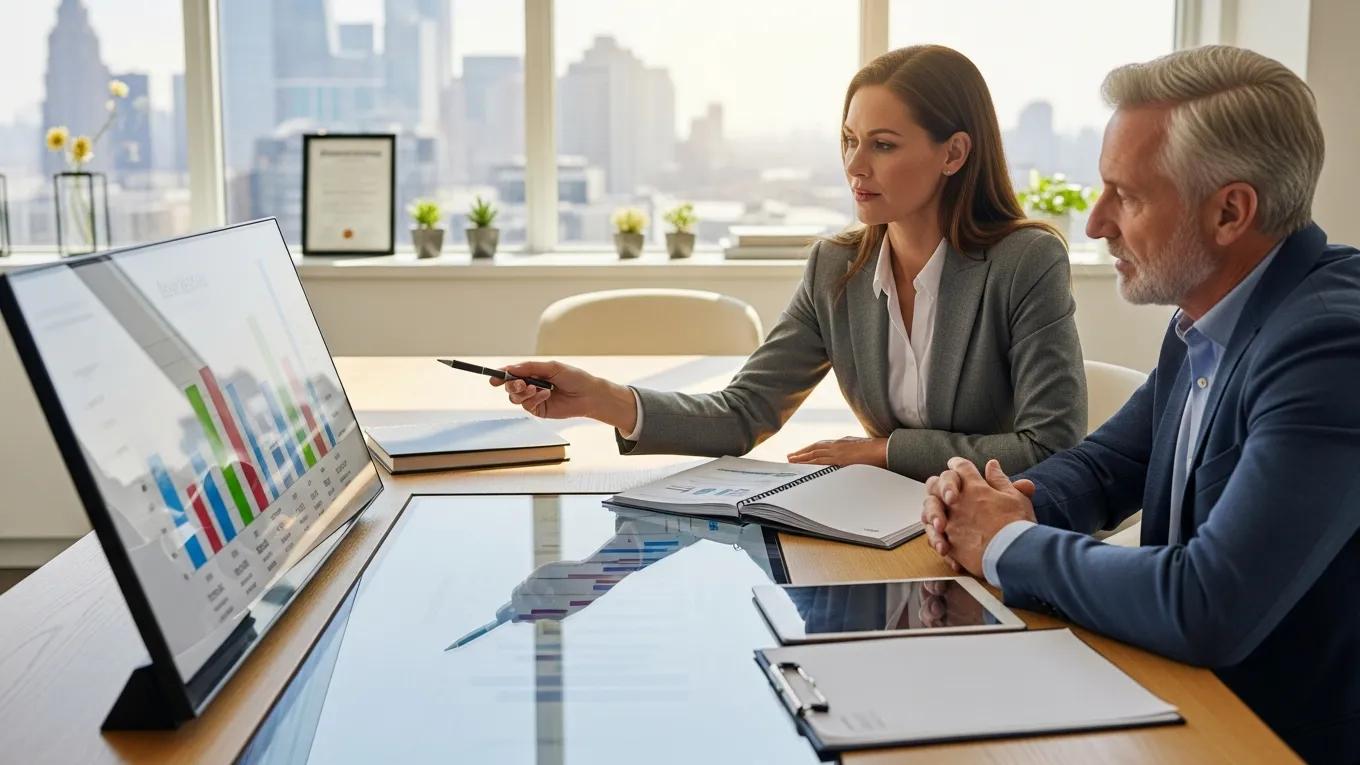 Financial advisor reviewing risk management strategies with a client
