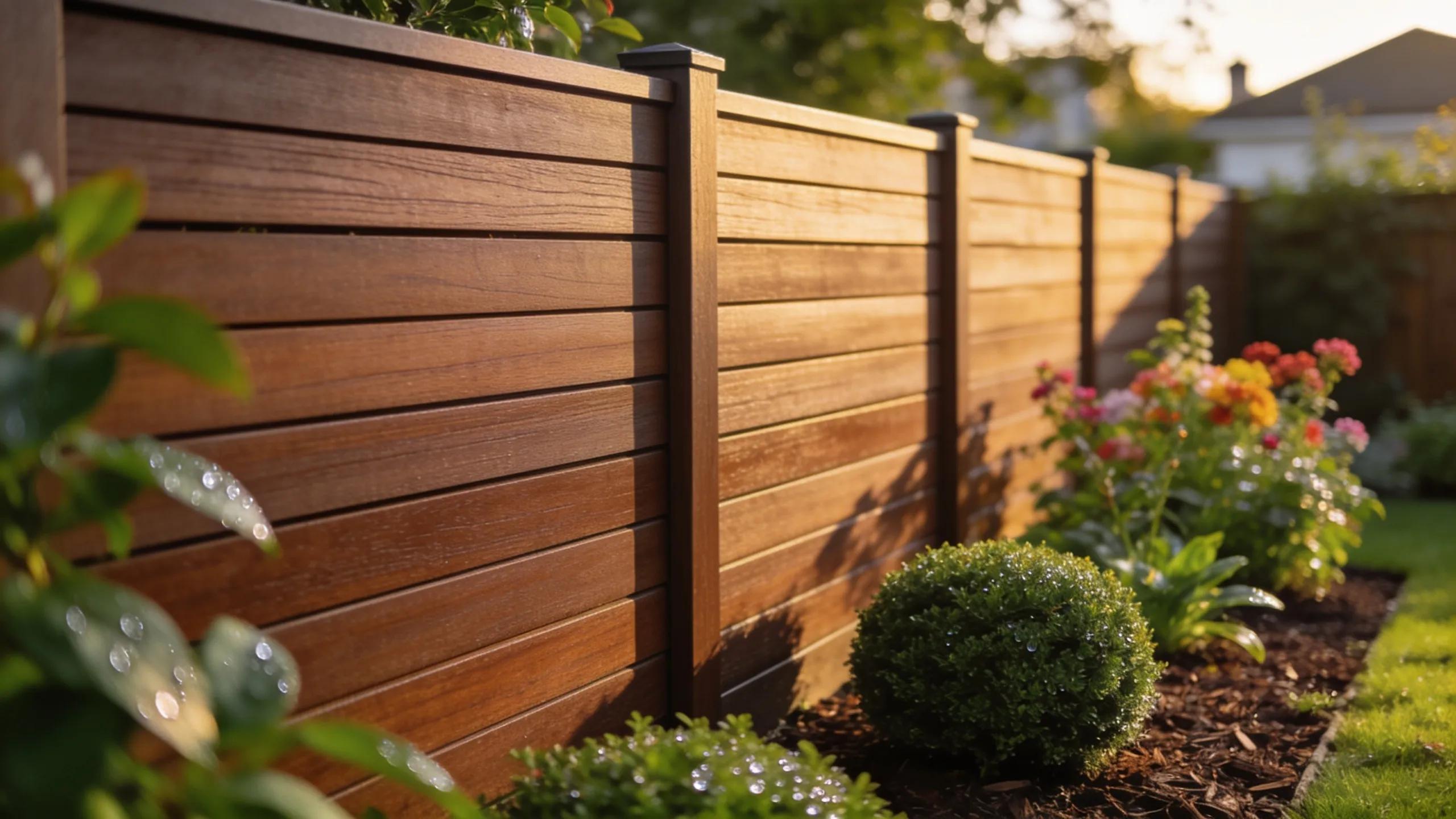Durable composite fencing in a well-maintained backyard showcasing its aesthetic appeal