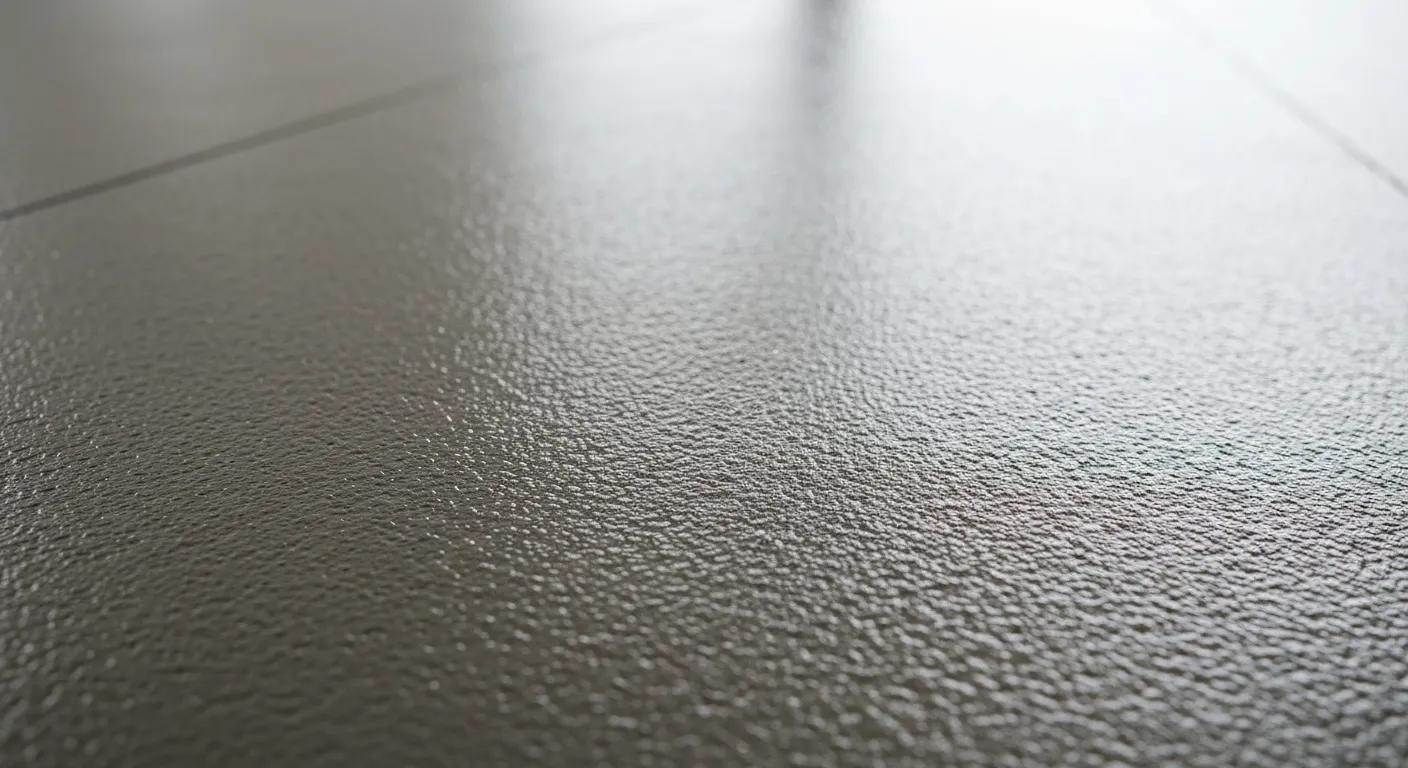 Close-up of polyaspartic floor coating highlighting texture and gloss, representing key features of durability