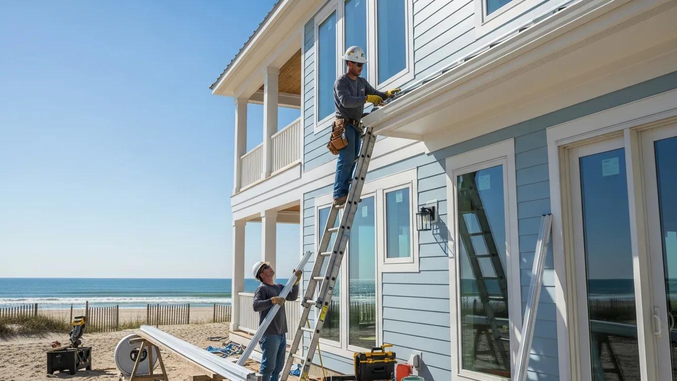 Gutter guard installation on a coastal home in Bethany Beach, Delaware by The Gutter Pros Gutter guard installation on a coastal home in Bethany Beach, Delaware by The Gutter Pros