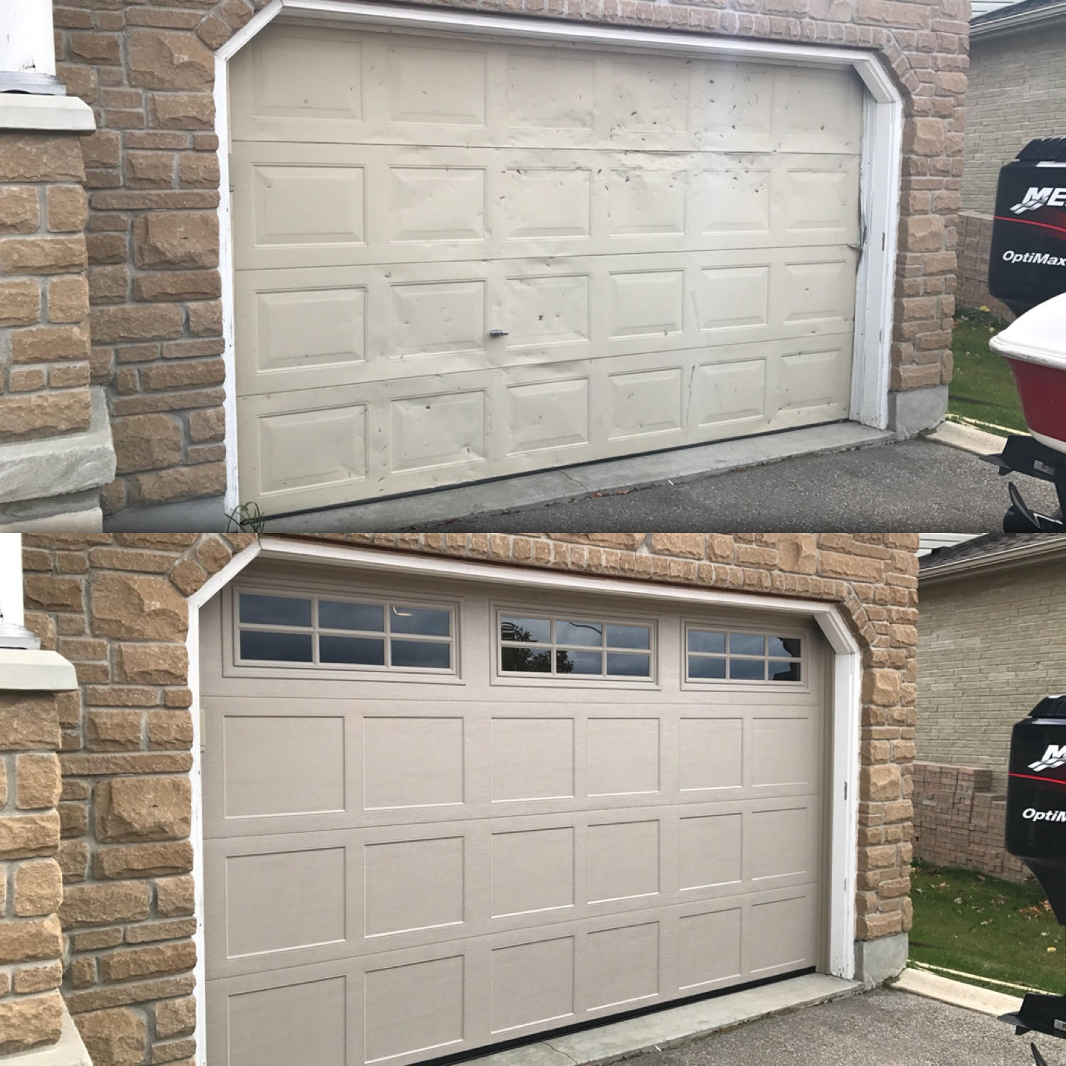 Broken garage door spring indicating need for repair in Toronto homes