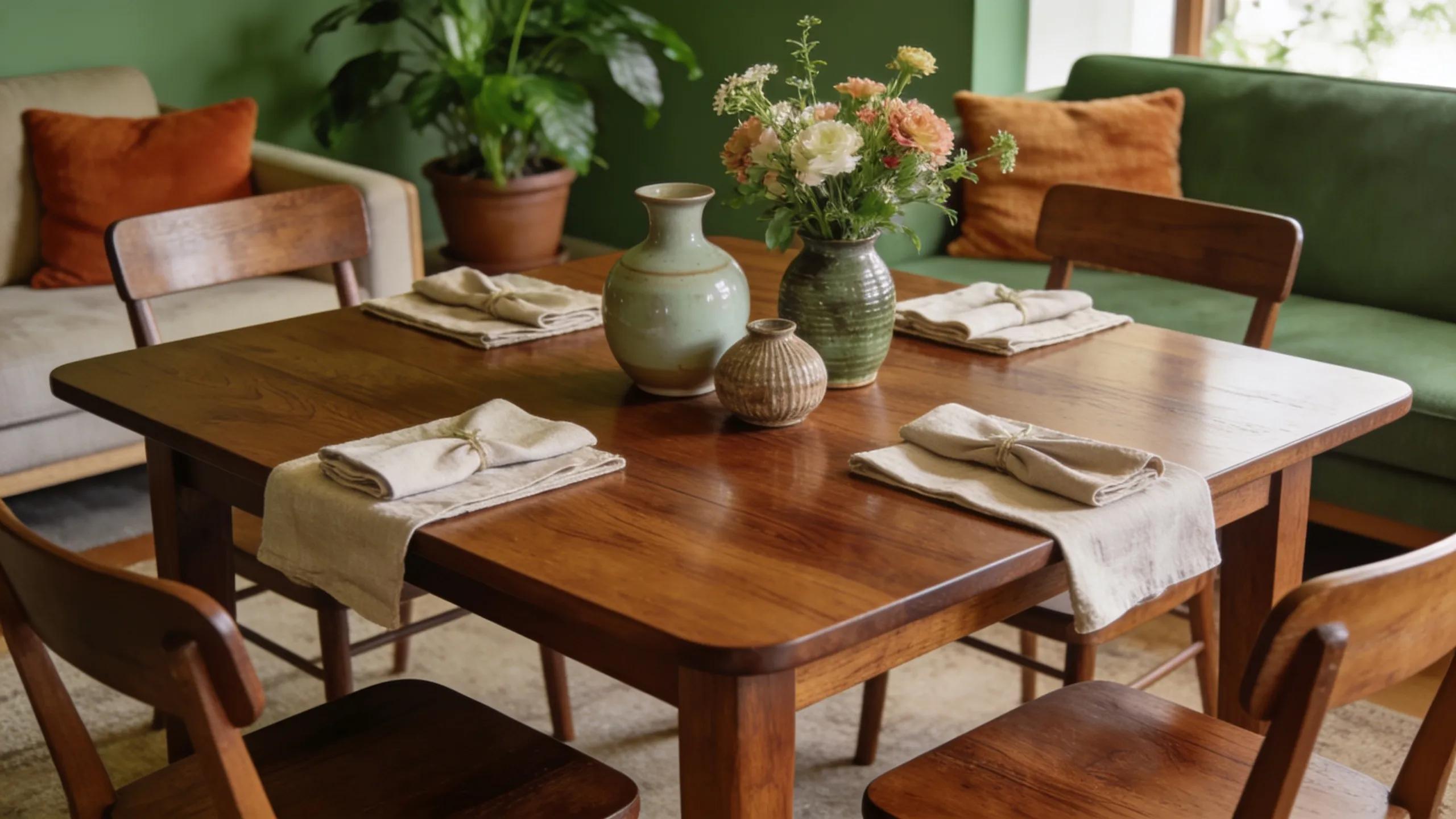 Solid timber furniture in a cozy living room, demonstrating wooden furniture care and maintenance