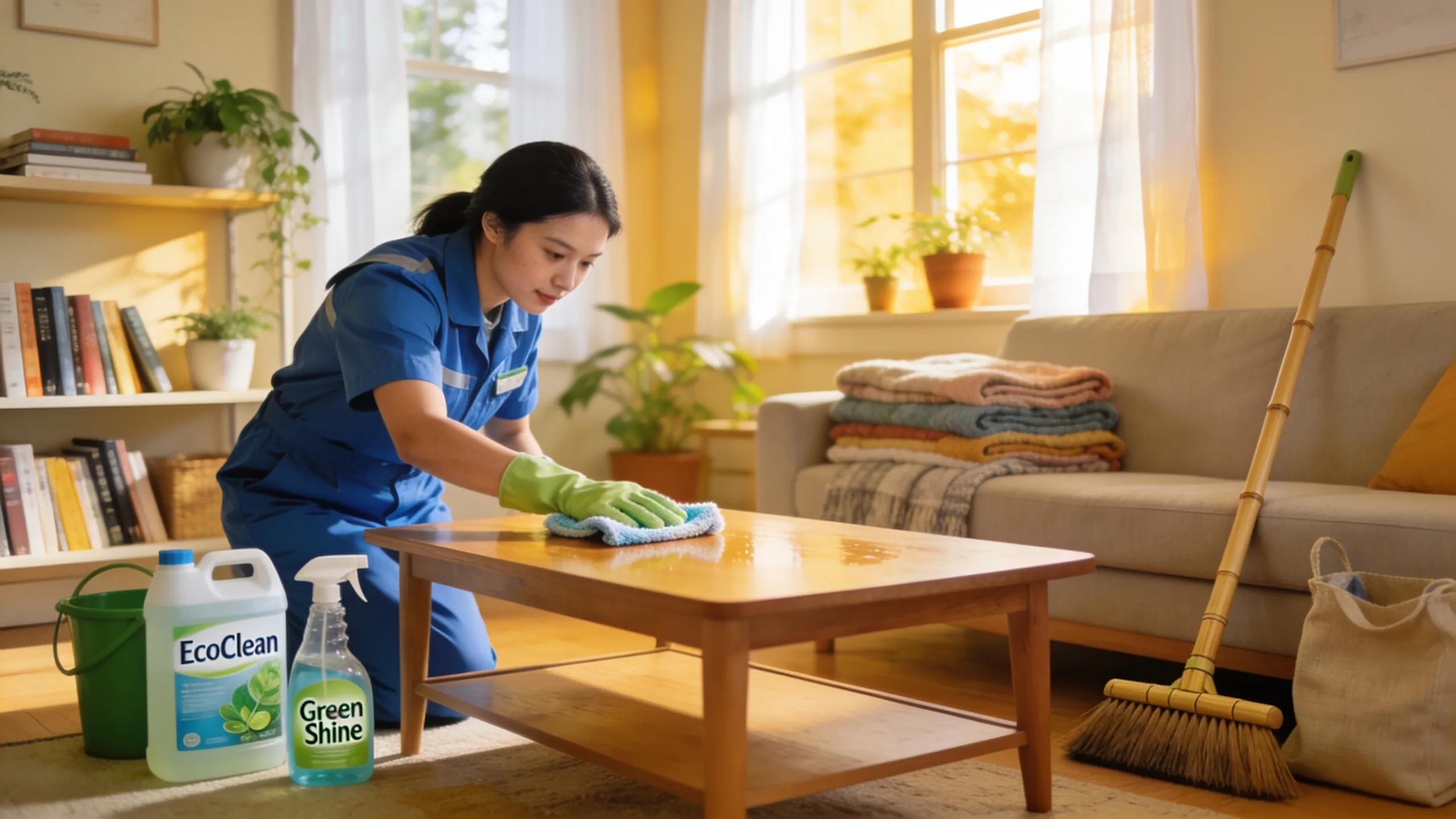 Cozy New York apartment being cleaned with eco-friendly products