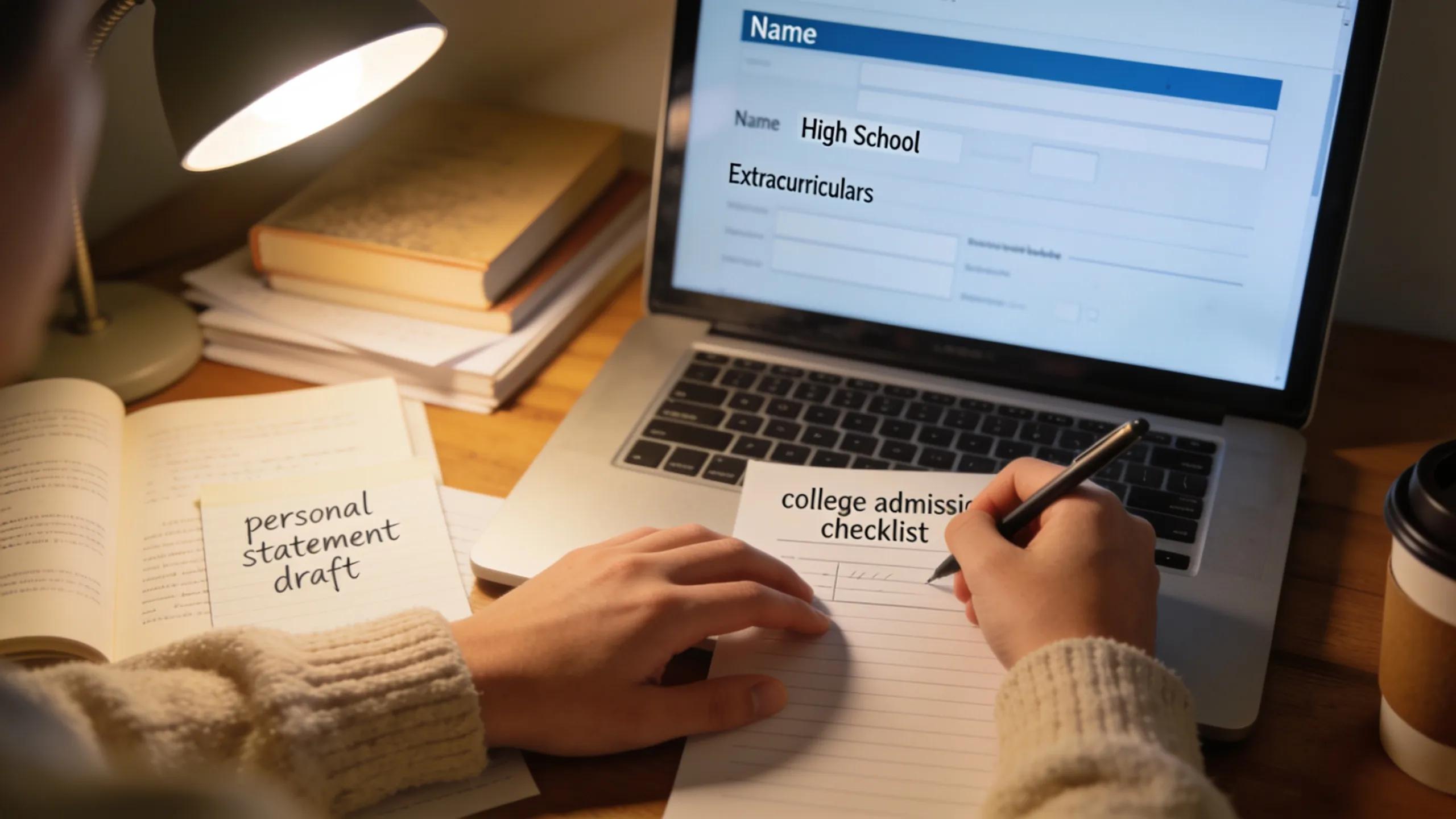 Student completing college application on laptop, emphasizing the application process for UNC Chapel Hill
