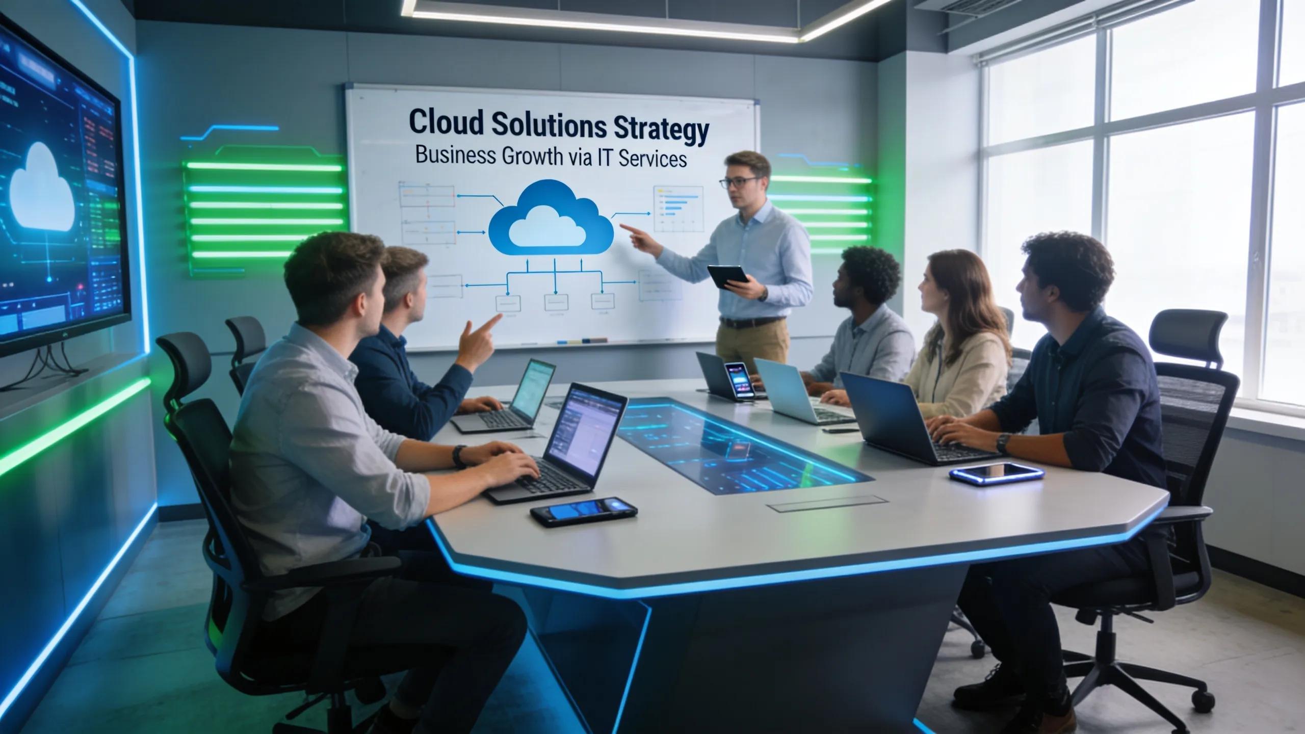 IT professionals collaborating on cloud service solutions illustrating the importance of tailored managed IT services