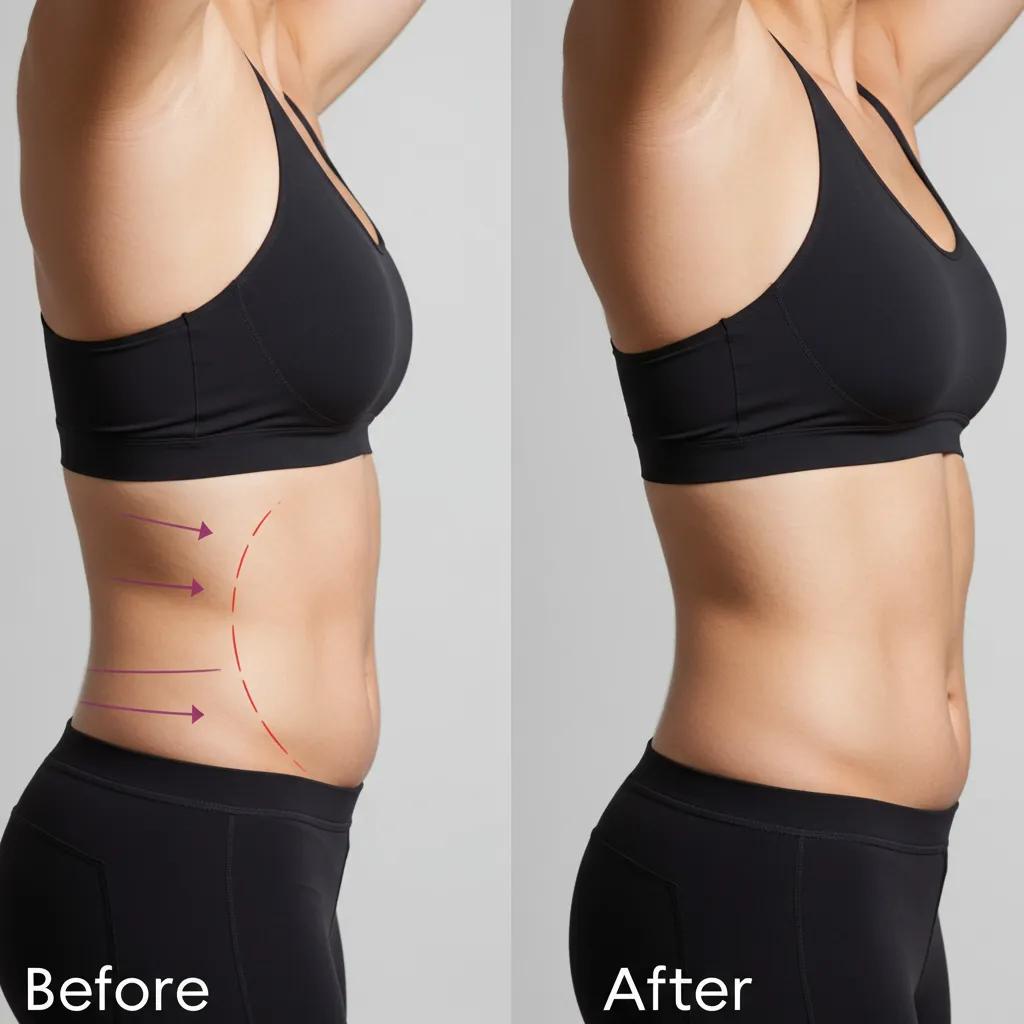 Before-and-after results of Emsculpt Neo treatment demonstrating fat reduction and muscle gain Before-and-after results of Emsculpt Neo treatment demonstrating fat reduction and muscle gain